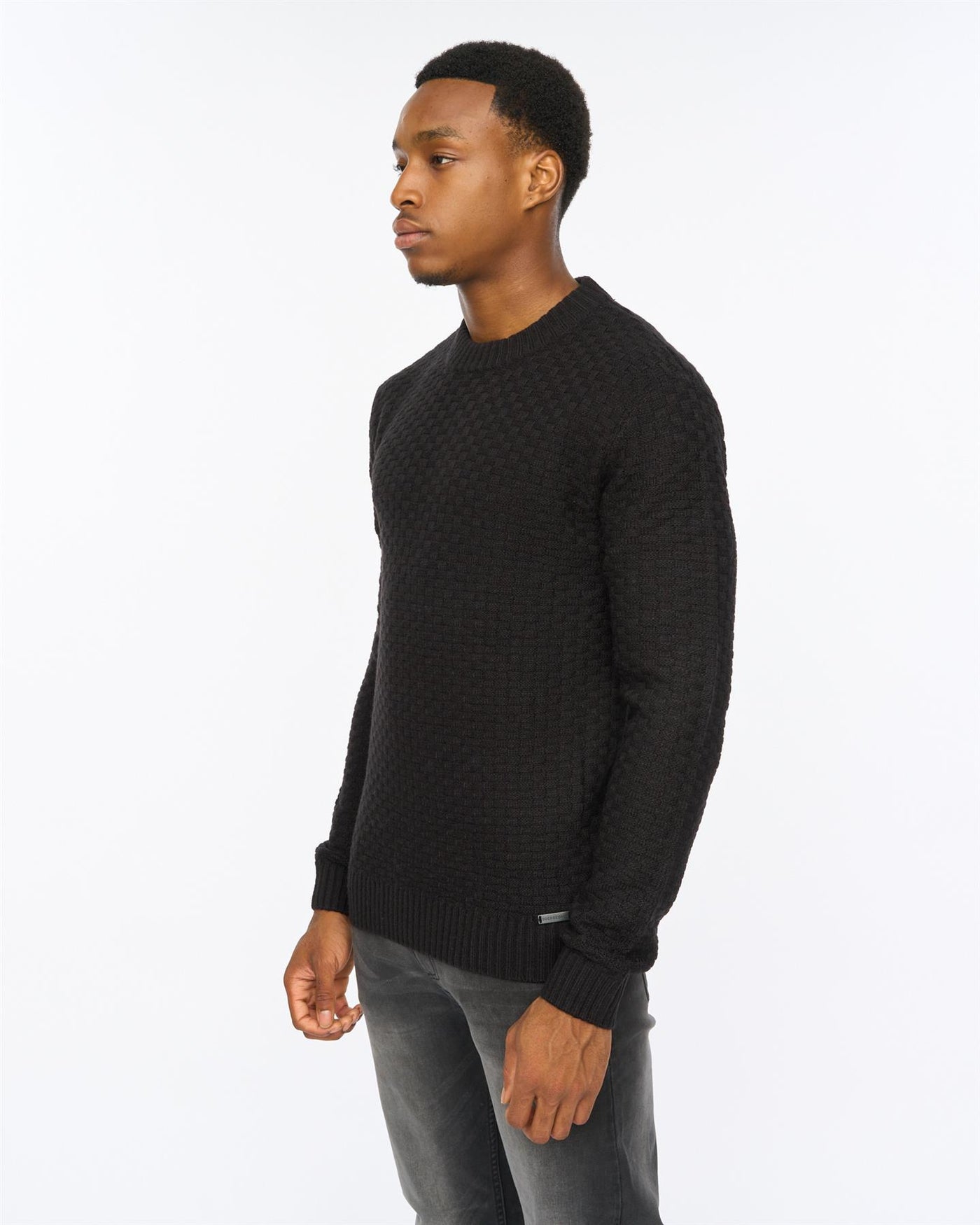 Mens Matera Textured Knit Black