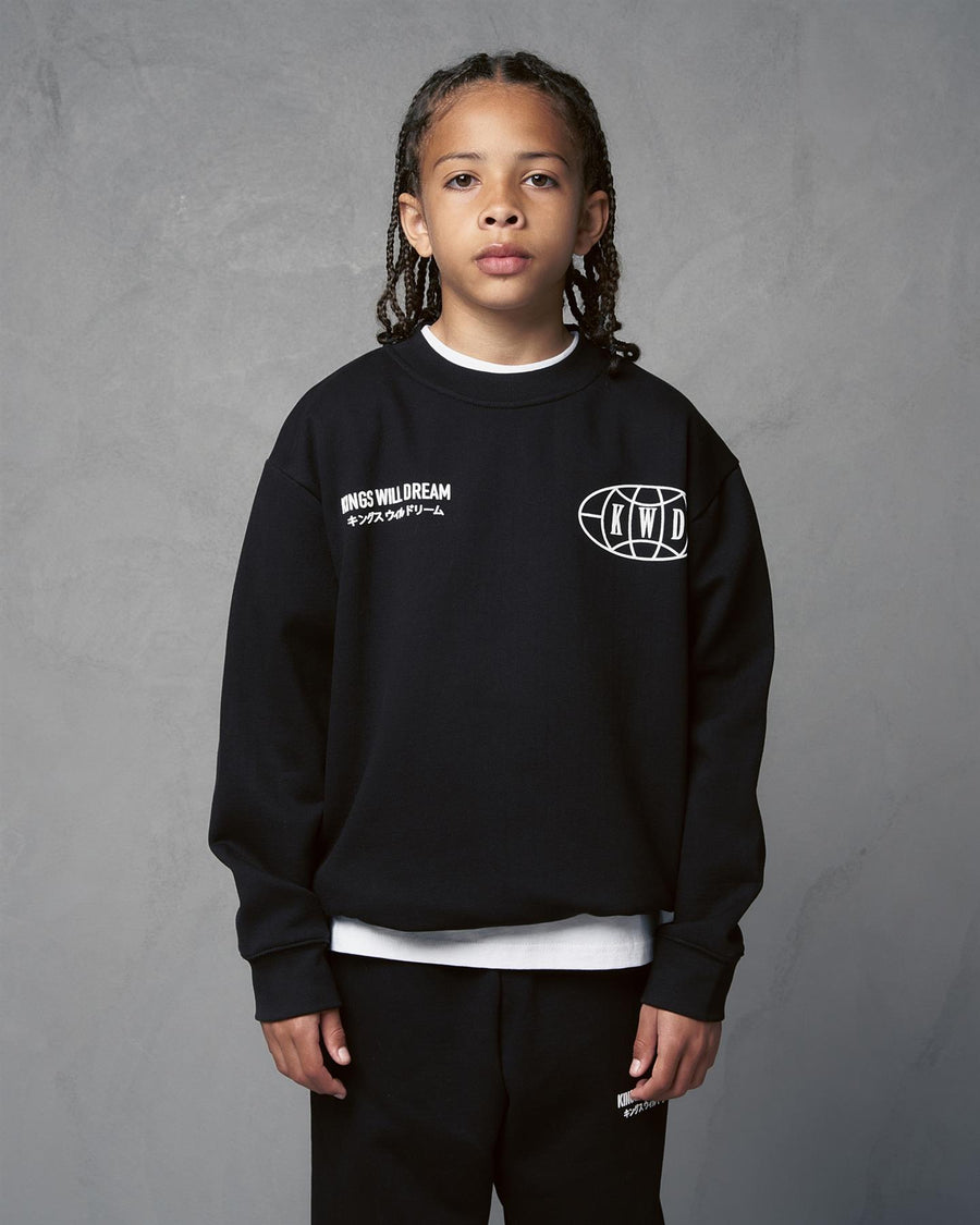 Kids Boys Studio Duo Line Crew Sweat Black