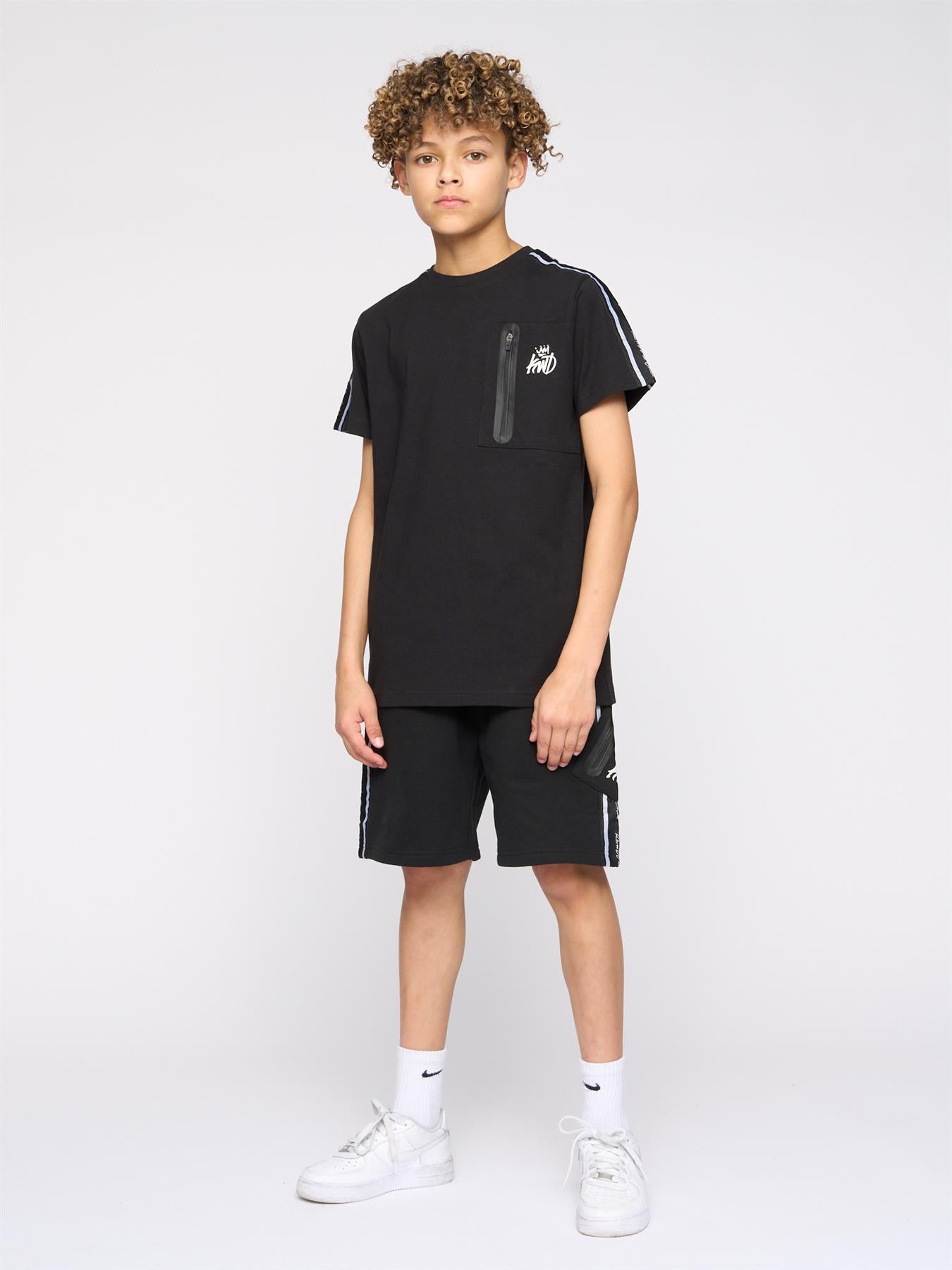 Kids Boys Techy Taped Cargo Shorts Black