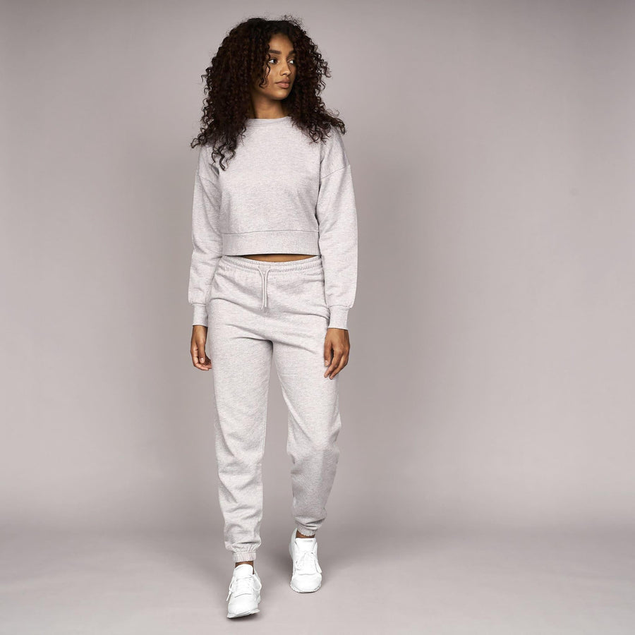 Womens Catalina Crop Crew Sweat Grey Marl