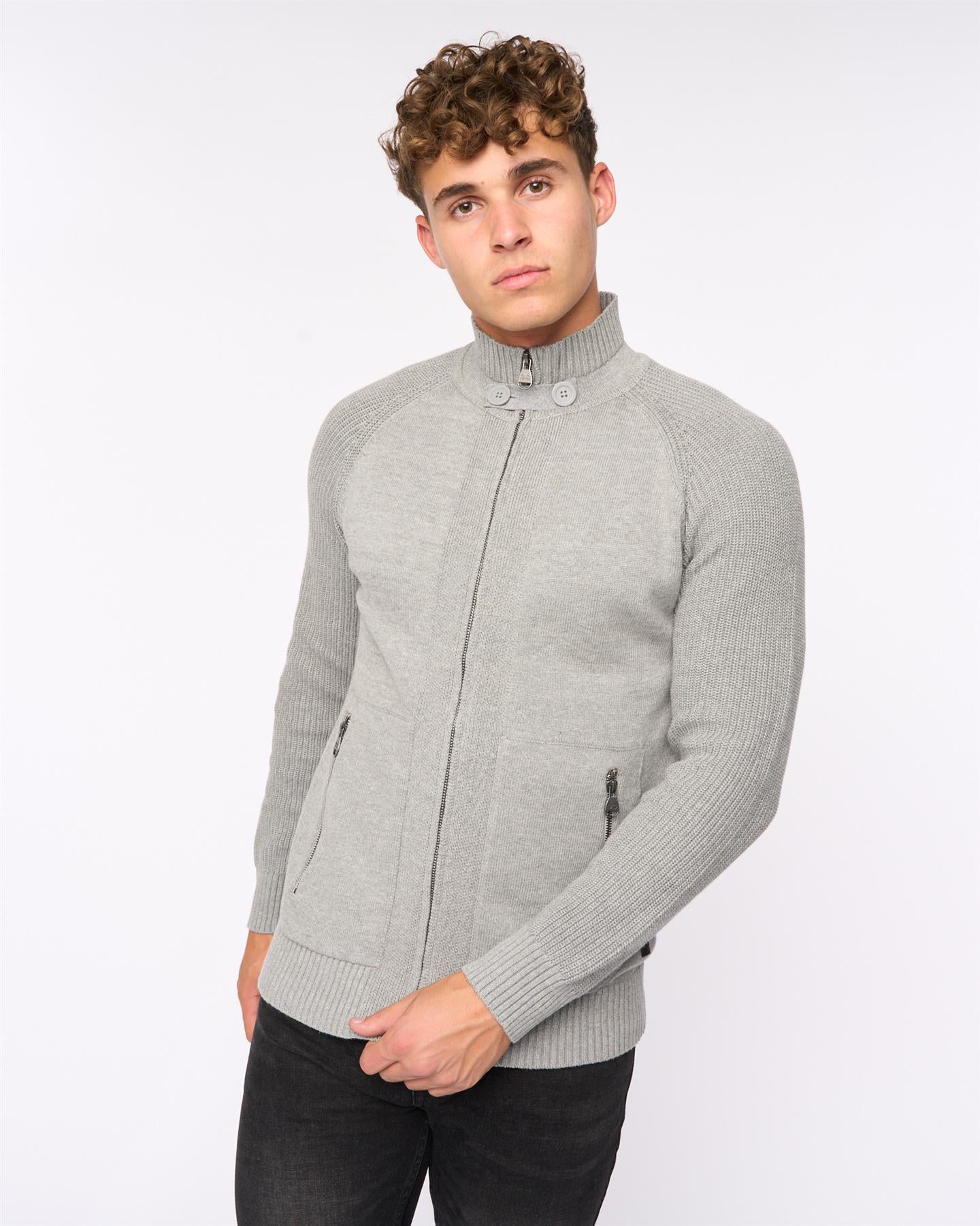 Mens Birchin Zip Thru Knit Grey