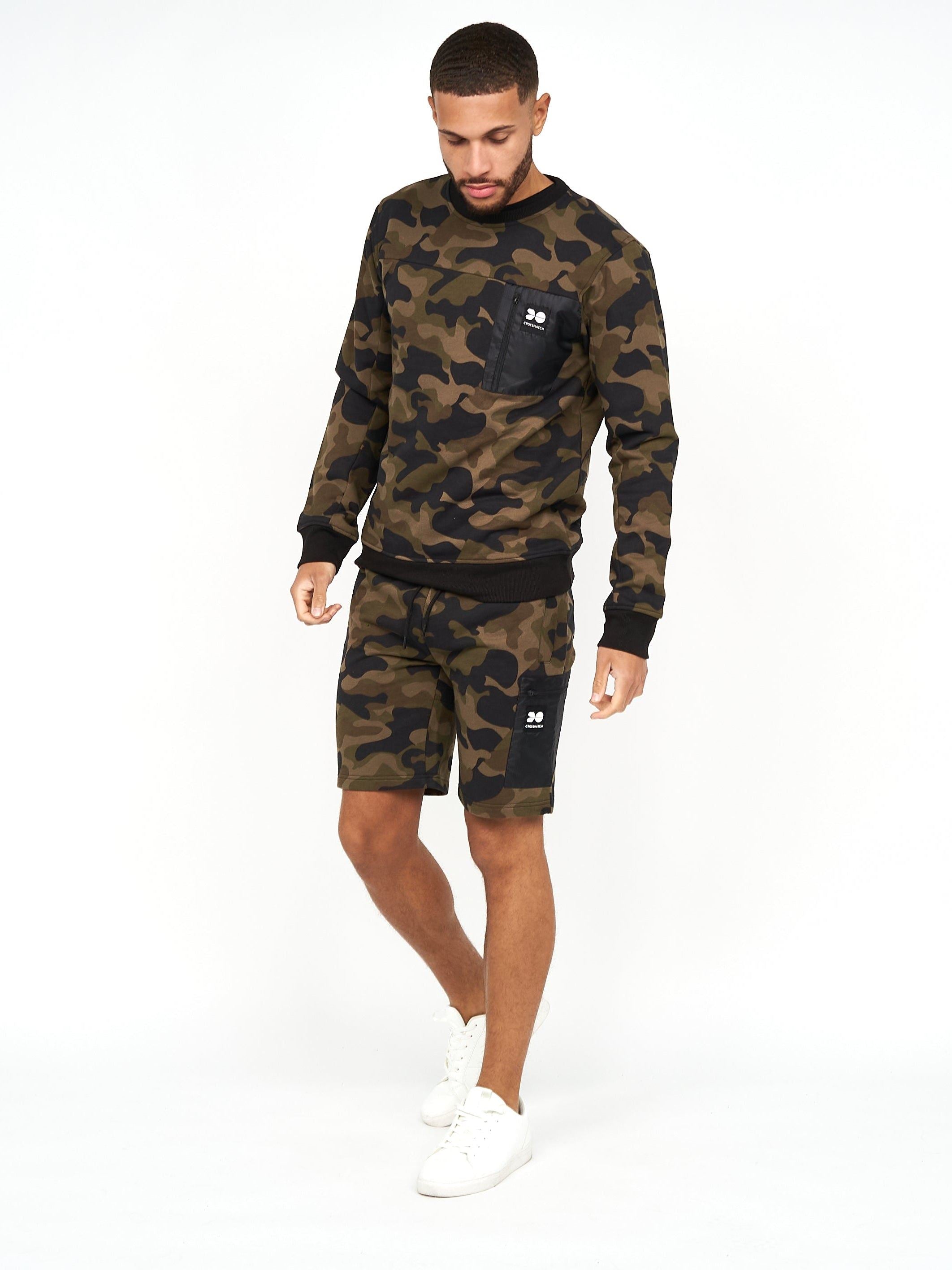 Mens Velmax Crew Sweat Forest Camo