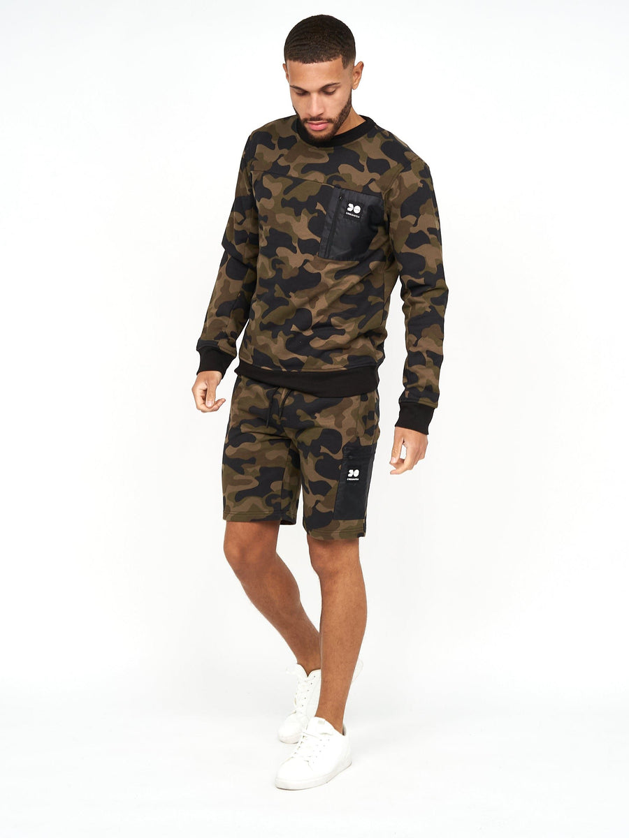 Mens Velmax Crew Sweat Forest Camo