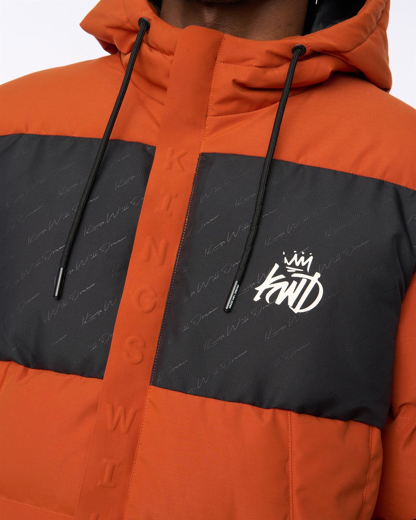 Mens Fractioned Puffer Jacket Burnt Orange