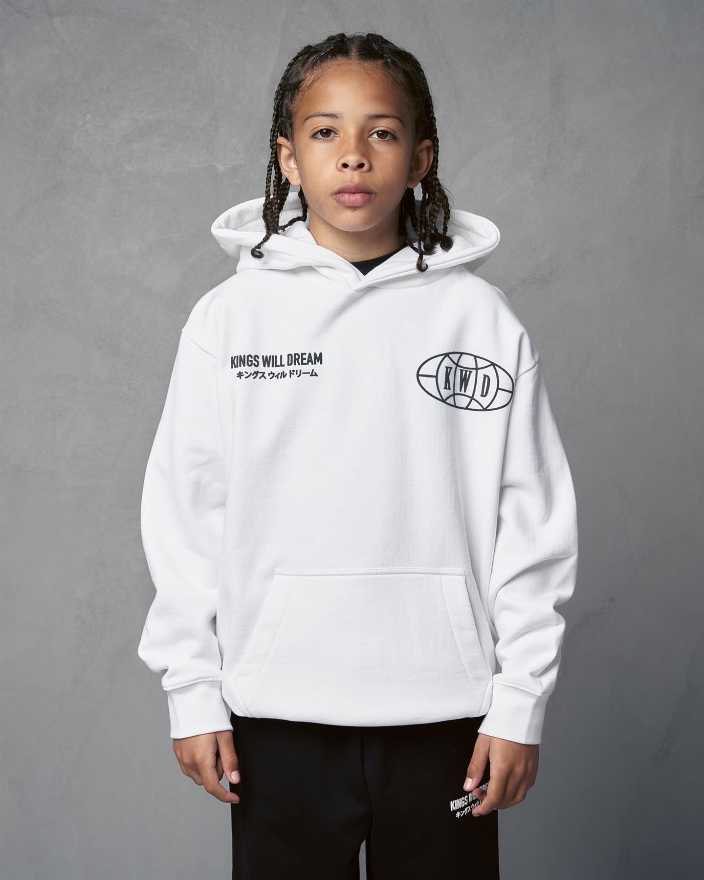 Kids Boys Studio Duo Line Hoodie Optic White