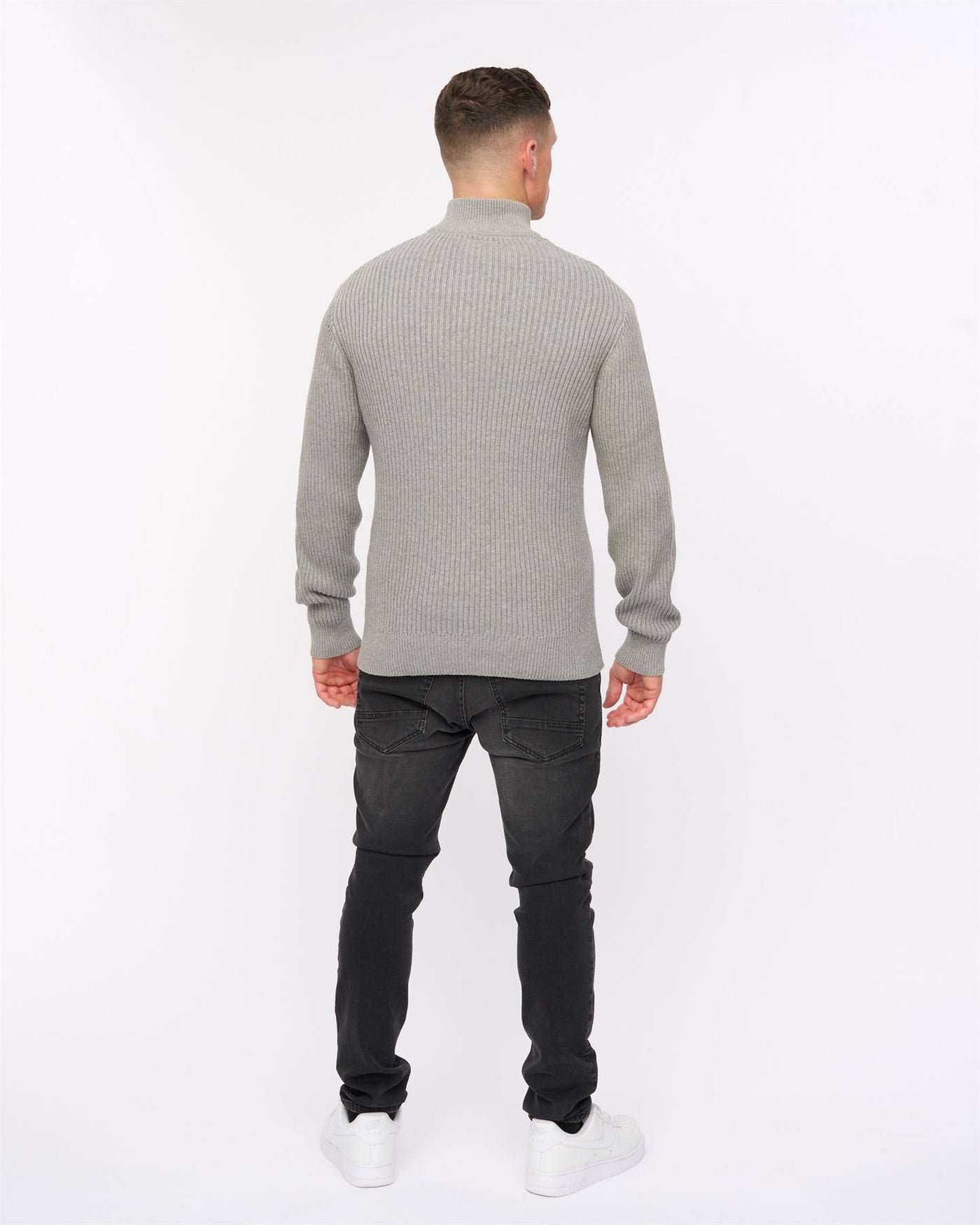 Mens Havaline 1/4 Zip Knit Grey Marl
