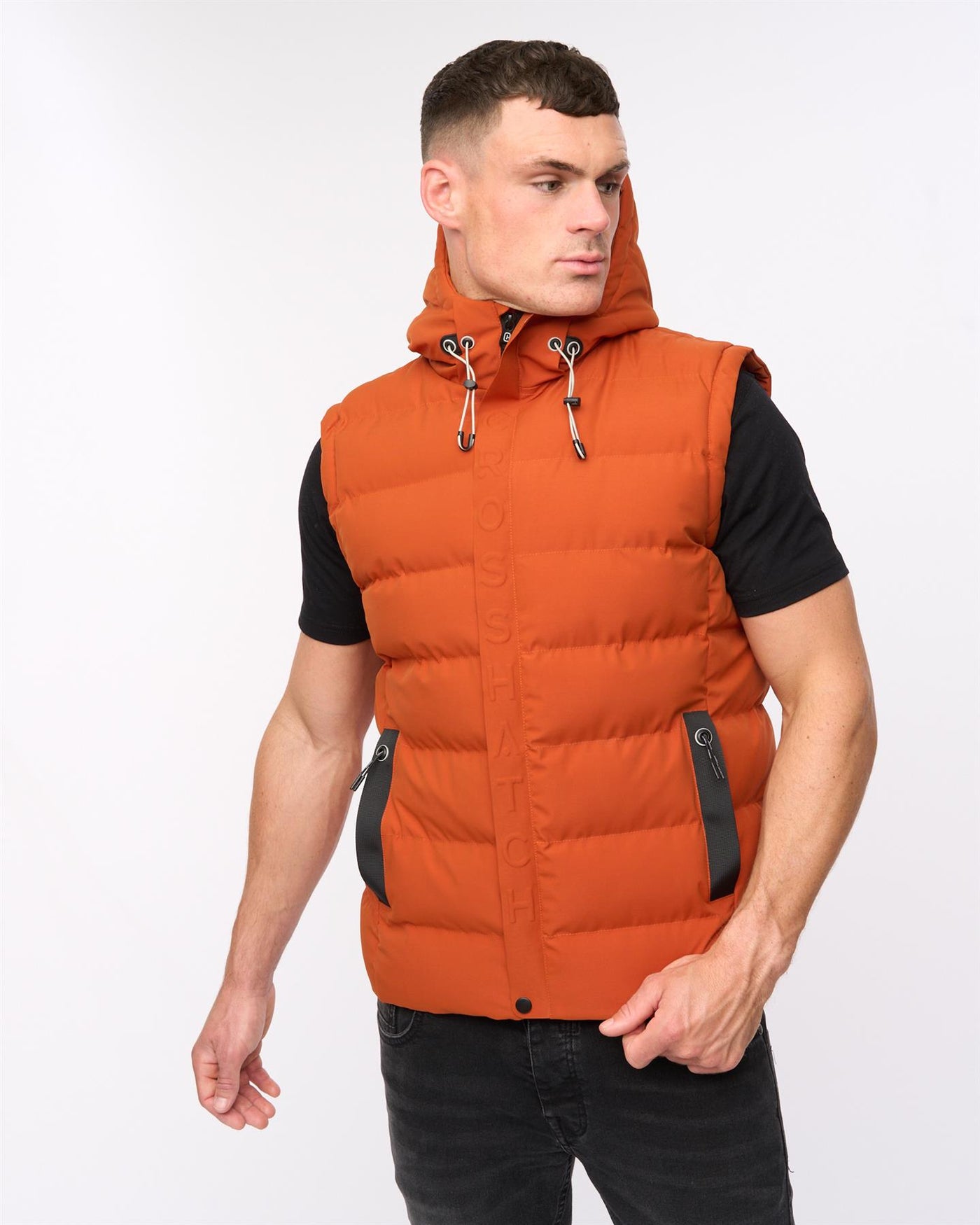 Mens Kampleys Embossed Gilet Burnt Orange