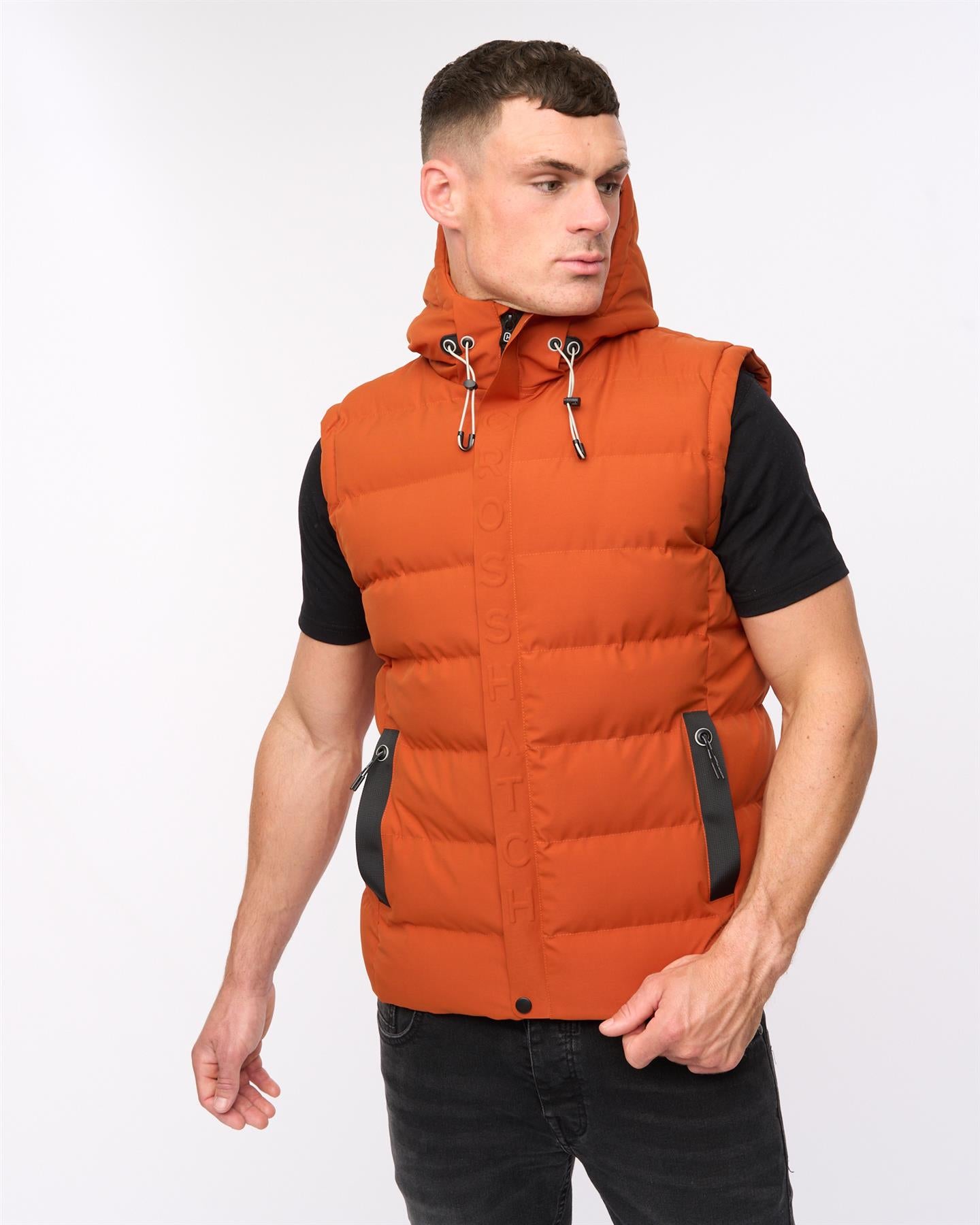 Mens Kampleys Embossed Gilet Burnt Orange