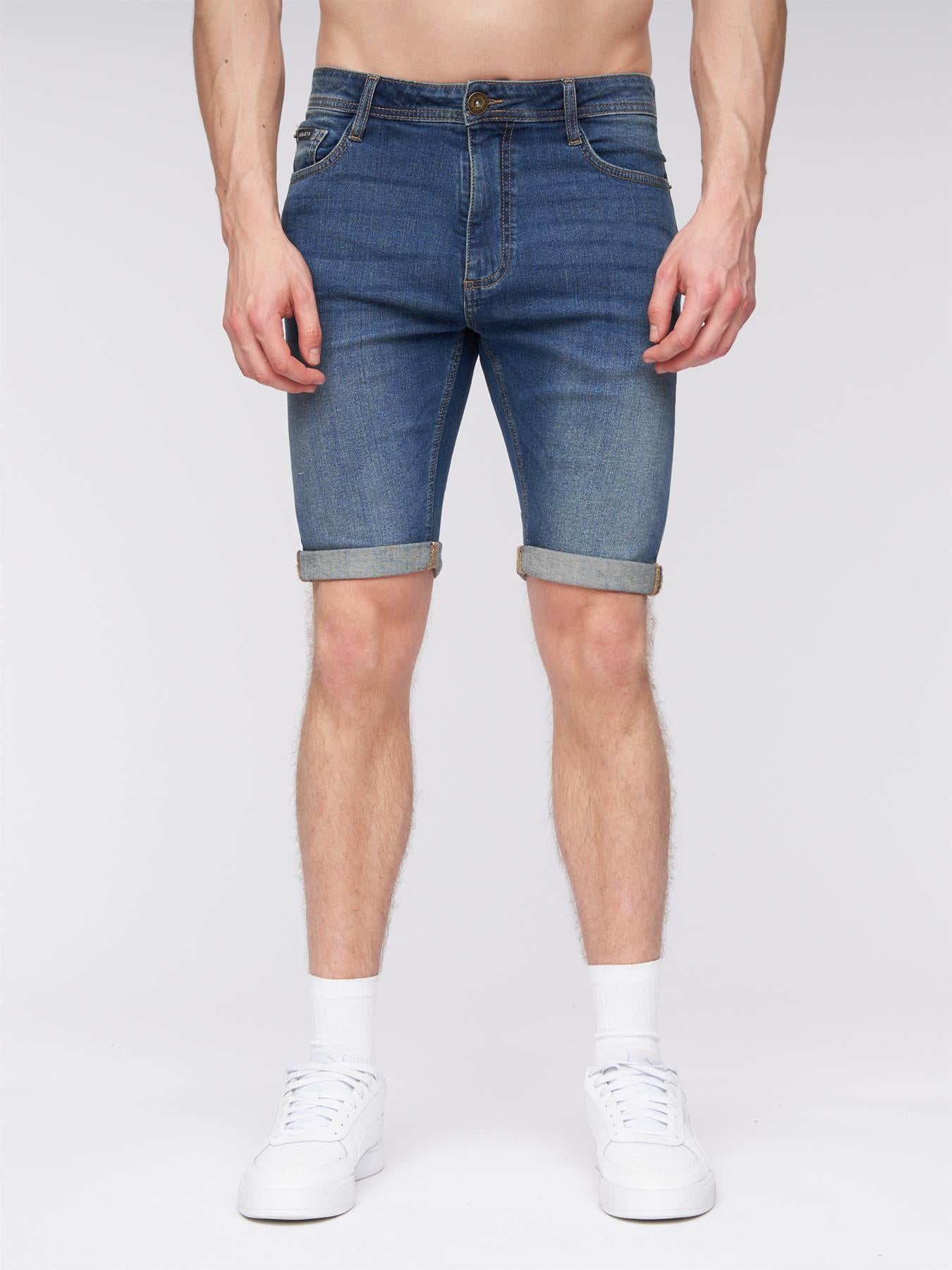 Mens Flex Denim Shorts Stone Wash