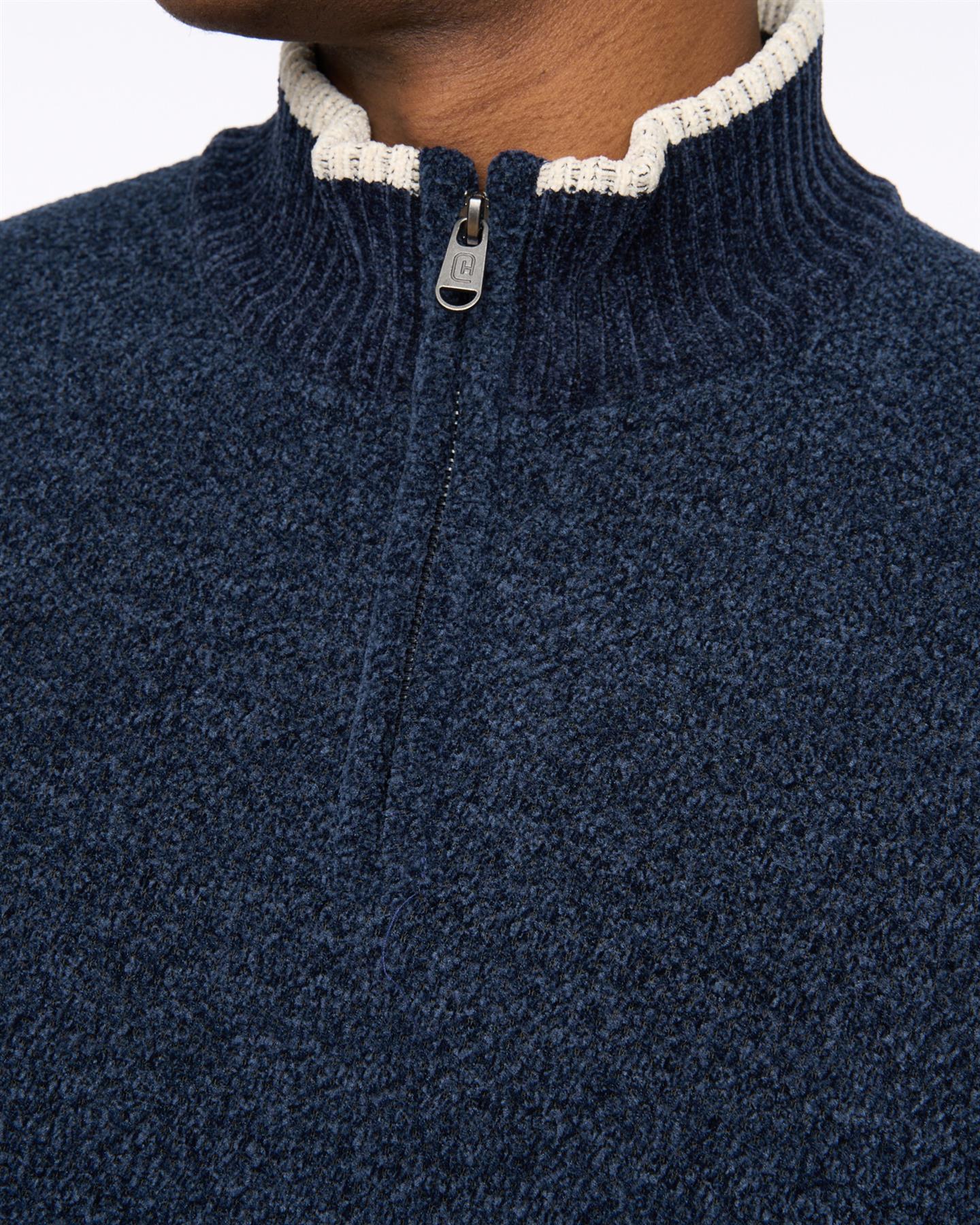 Mens Coldwell Chenille 1/4 Zip Knit Navy