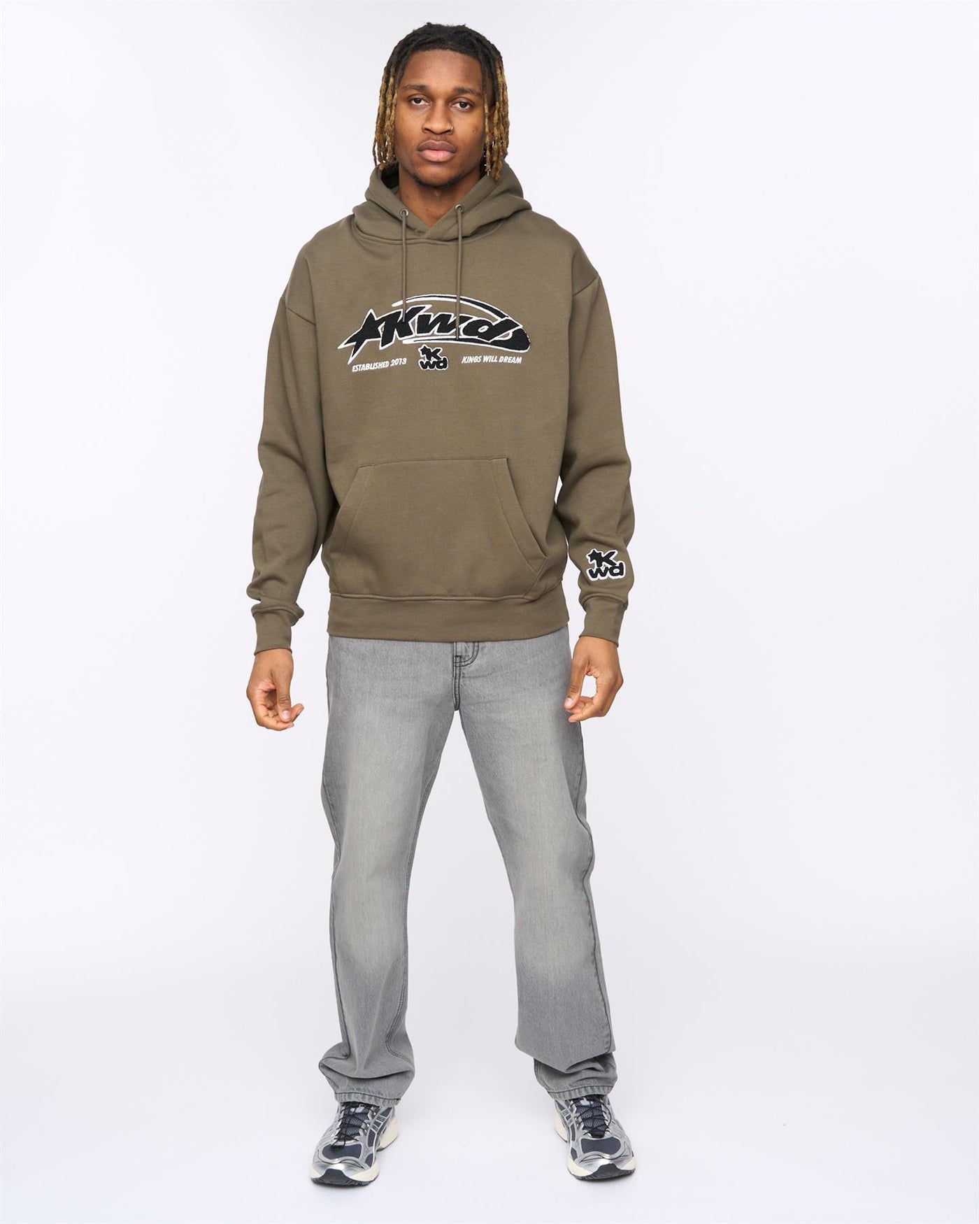 Mens Dashed Hoodie Olive