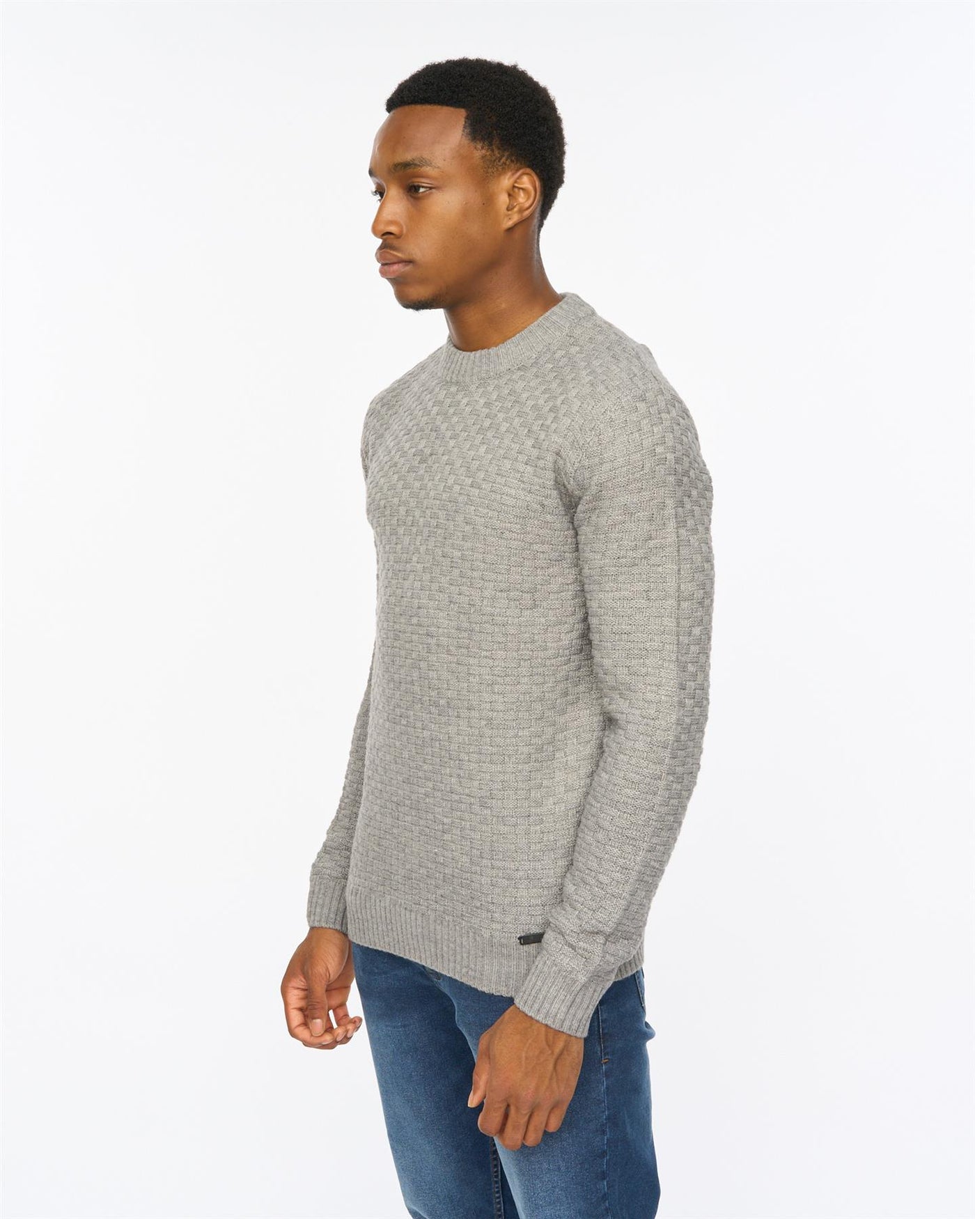 Mens Matera Textured Knit Grey Marl