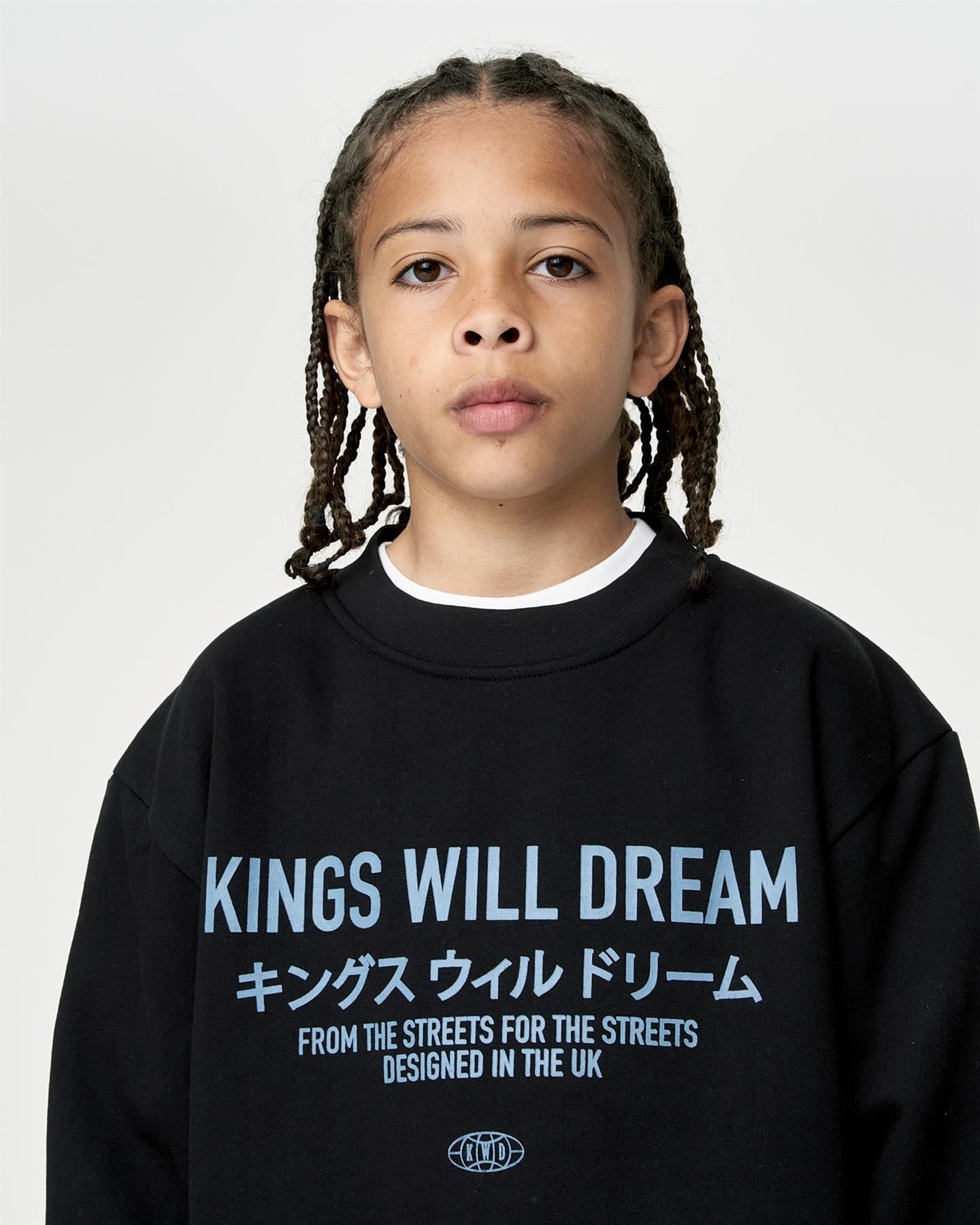 Kids Boys Studio Stacked Crew Sweat Black