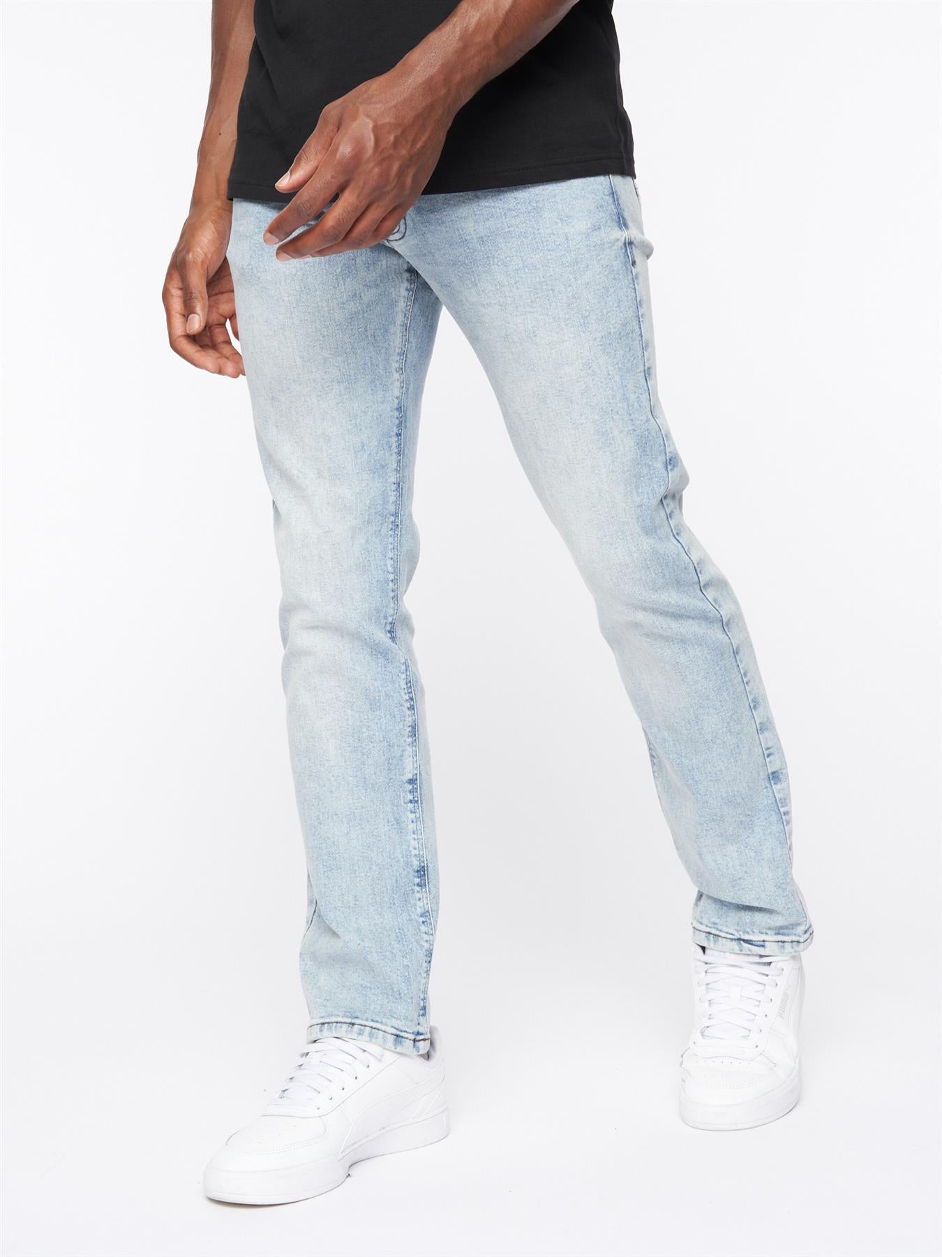 Crosshatch Mens Cadman Straight Jeans Light Wash