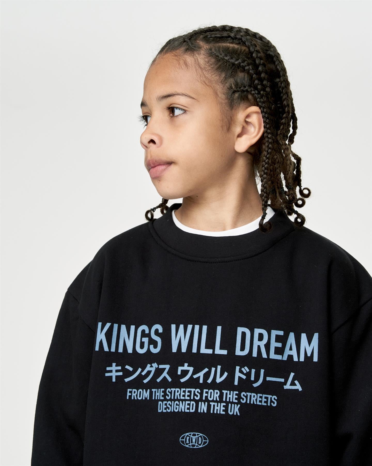 Kids Boys Studio Stacked Crew Sweat Black