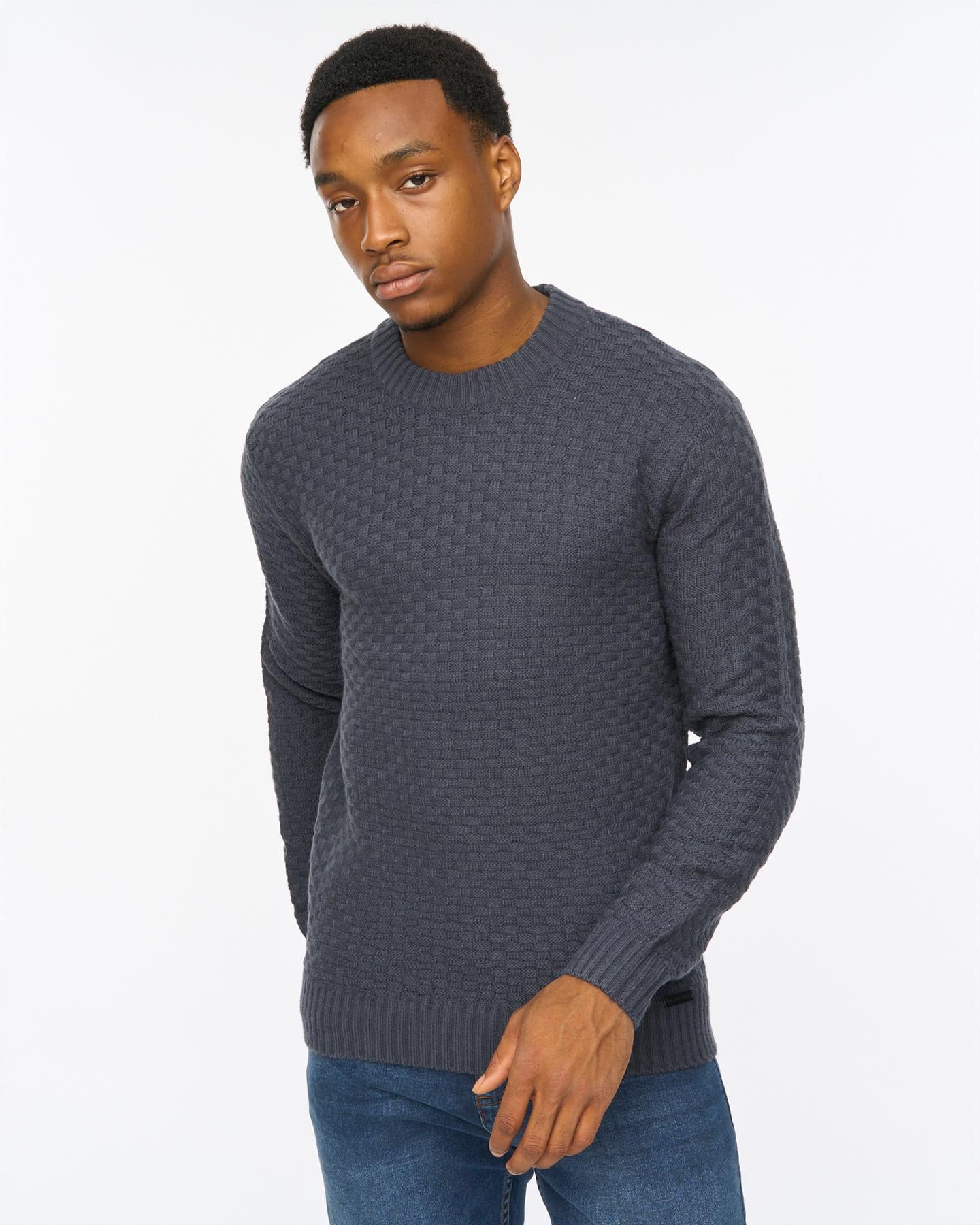 Mens Matera Textured Knit Navy