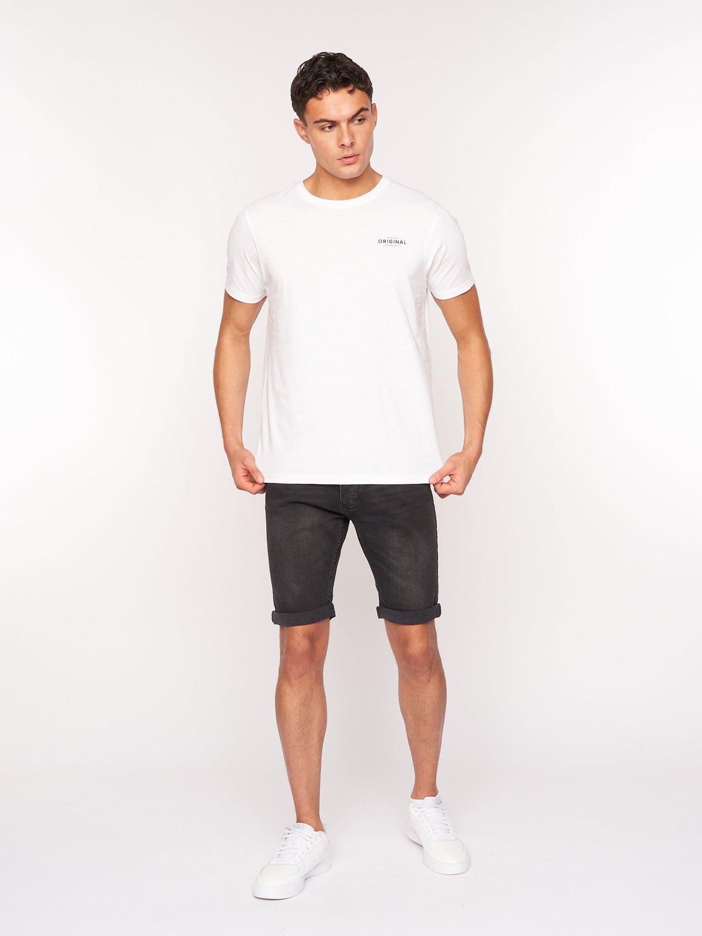 Crosshatch Mens Tadcaster Denim Shorts Black
