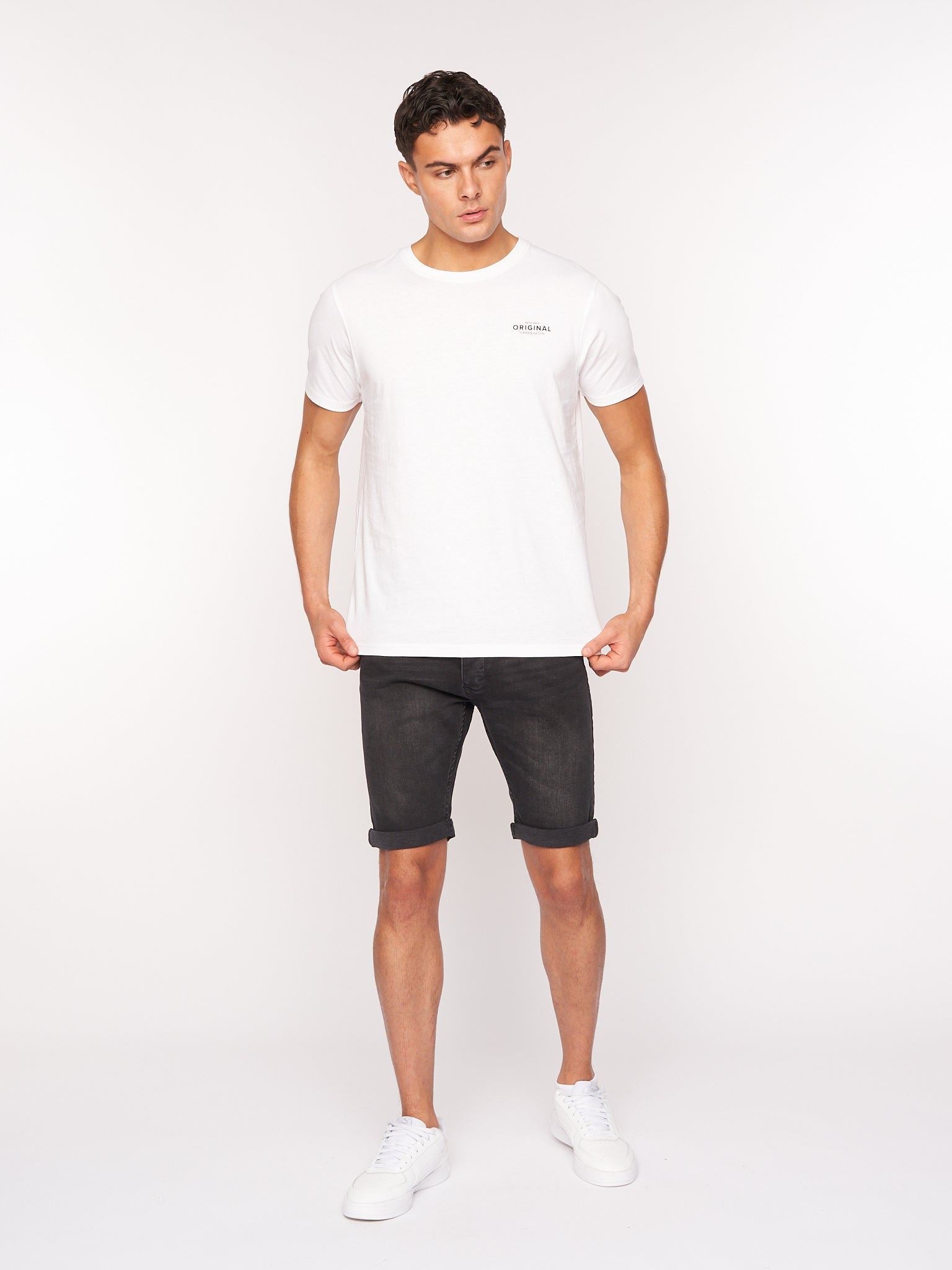 Crosshatch Mens Tadcaster Denim Shorts Black