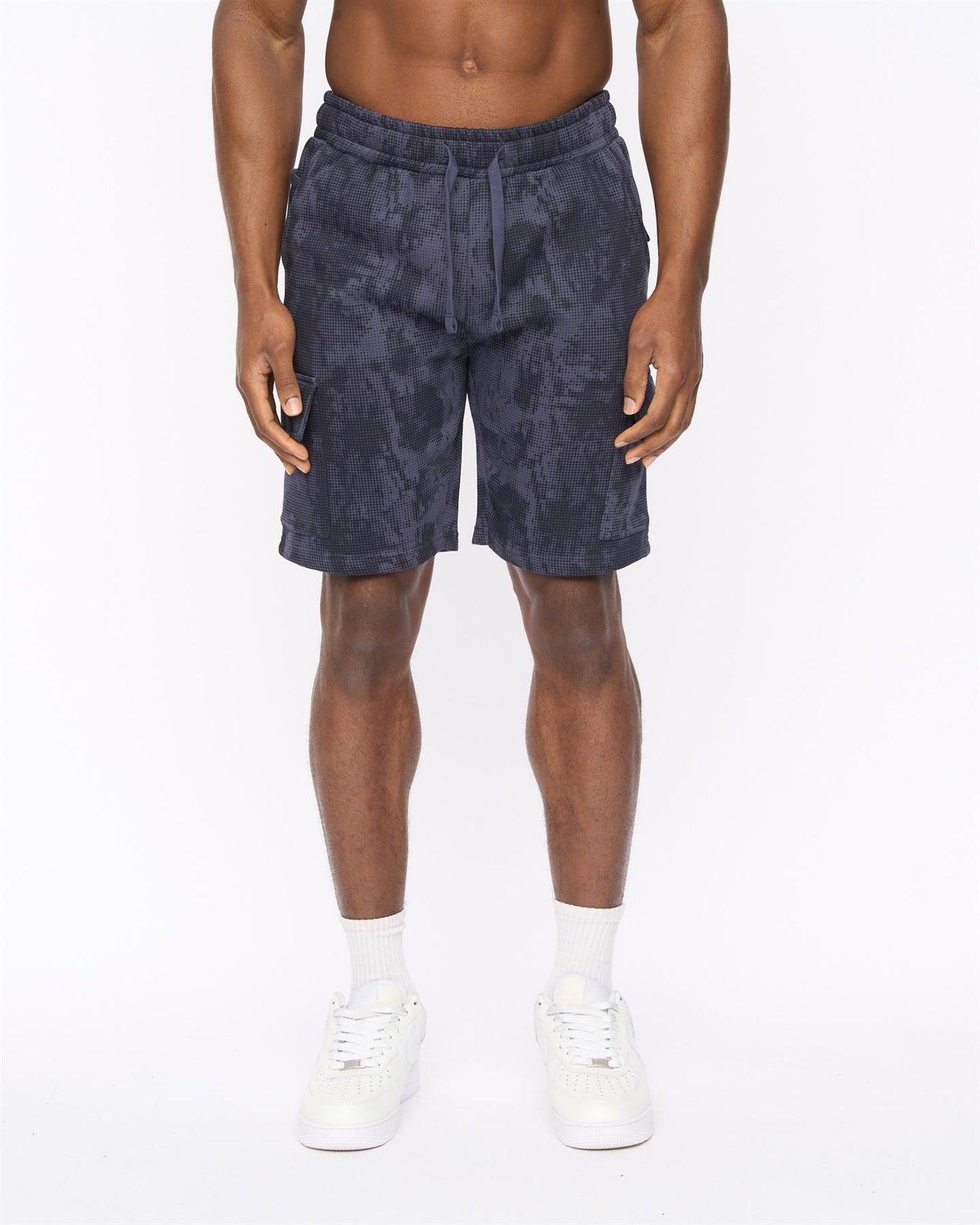 Mens Bardon Camo Cargo Shorts Navy