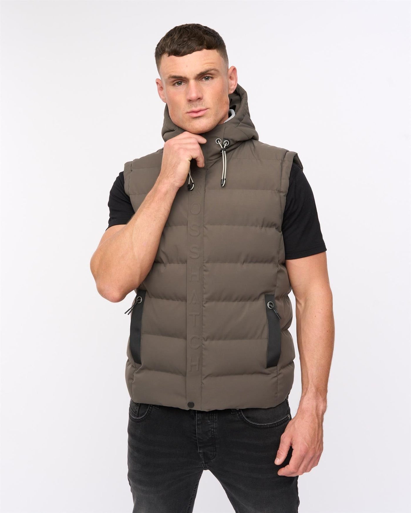 Mens Kampleys Embossed Gilet Deep Olive