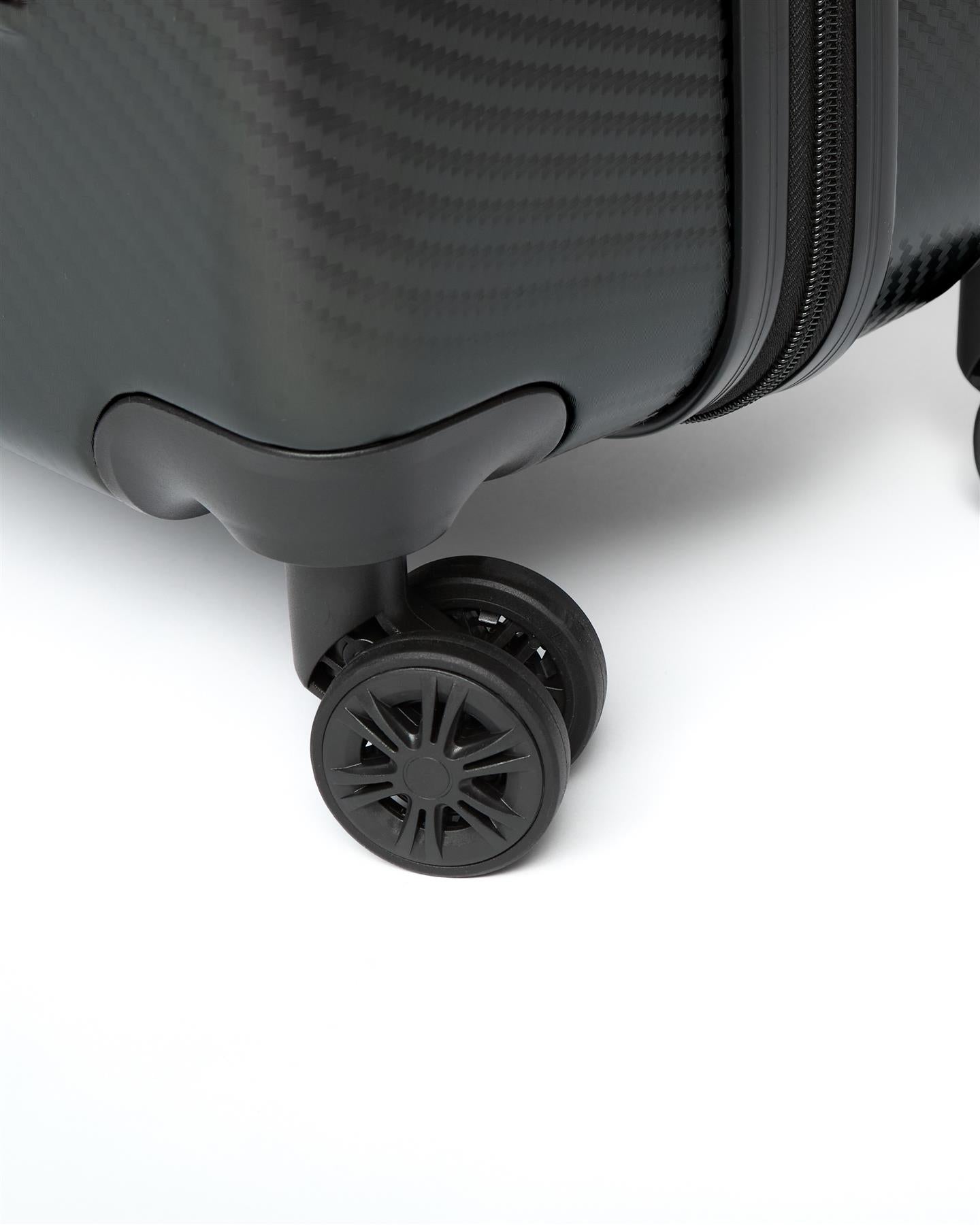 Mens Escapade Embossed Suitcase 3pk Black