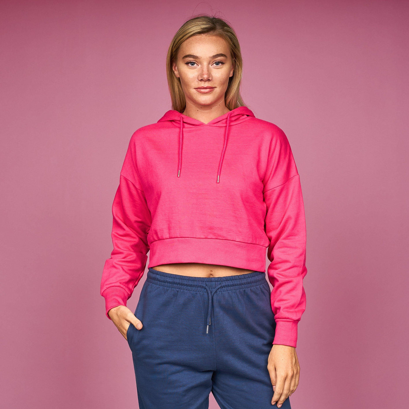 Womens Danica Crop Hoodie Magenta