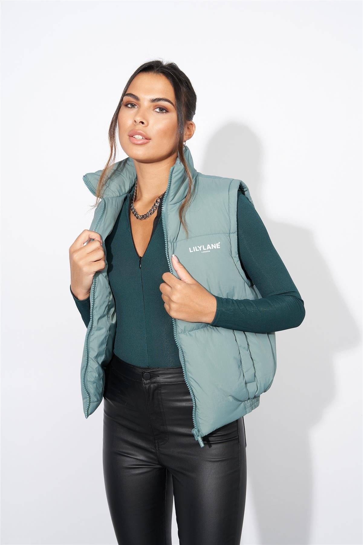 Ladies Lily Lane Jimena Crop Gilet Sage
