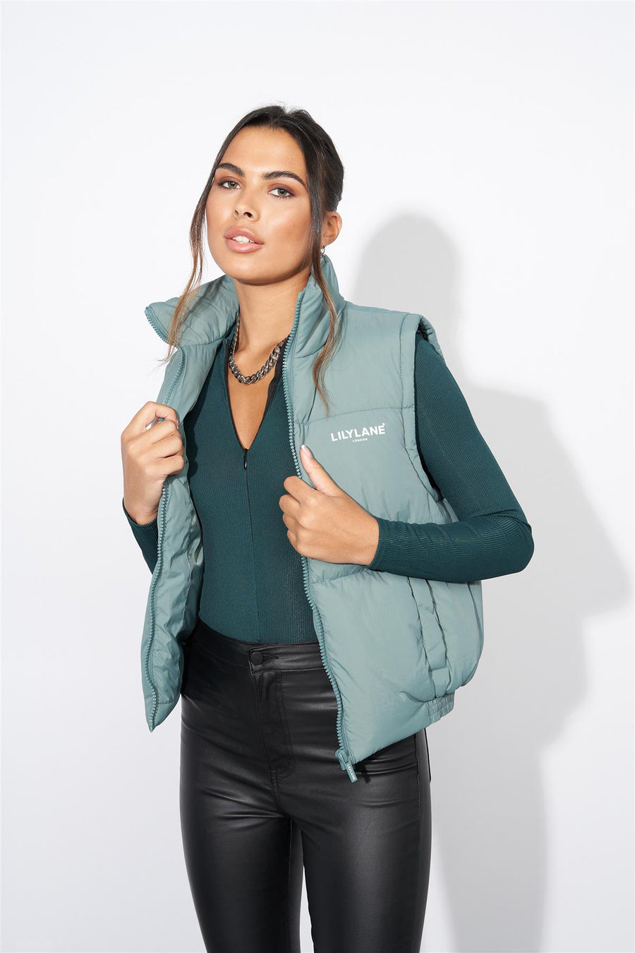 Ladies Lily Lane Jimena Crop Gilet Sage