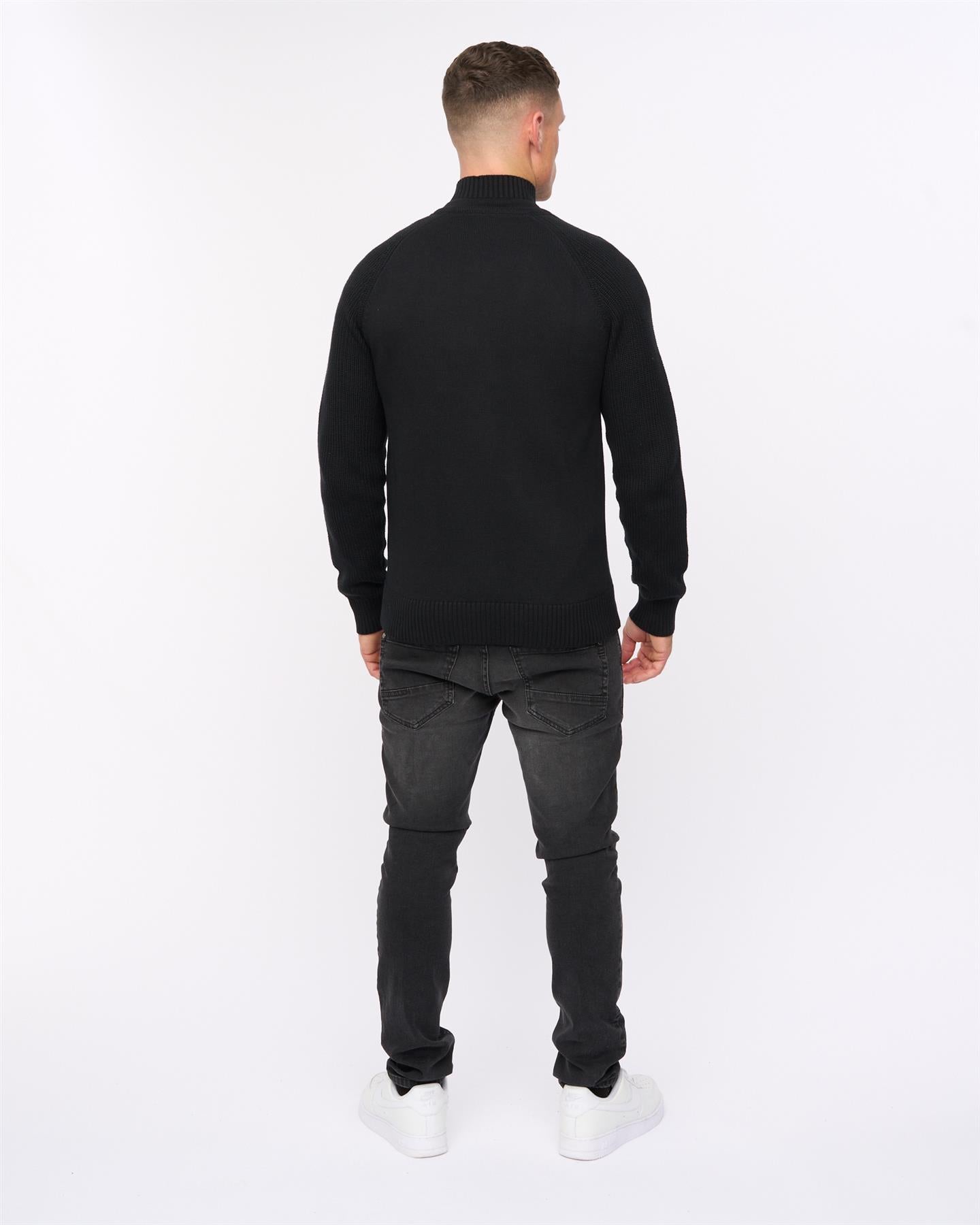 Mens Birchin Zip Thru Knit Black