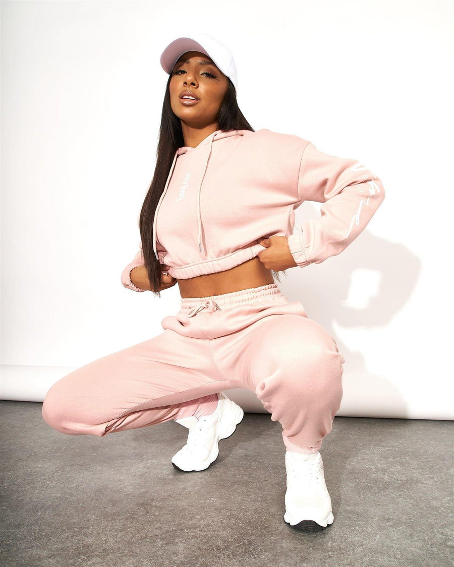 Womens Crop Hoodie Dusty Pink