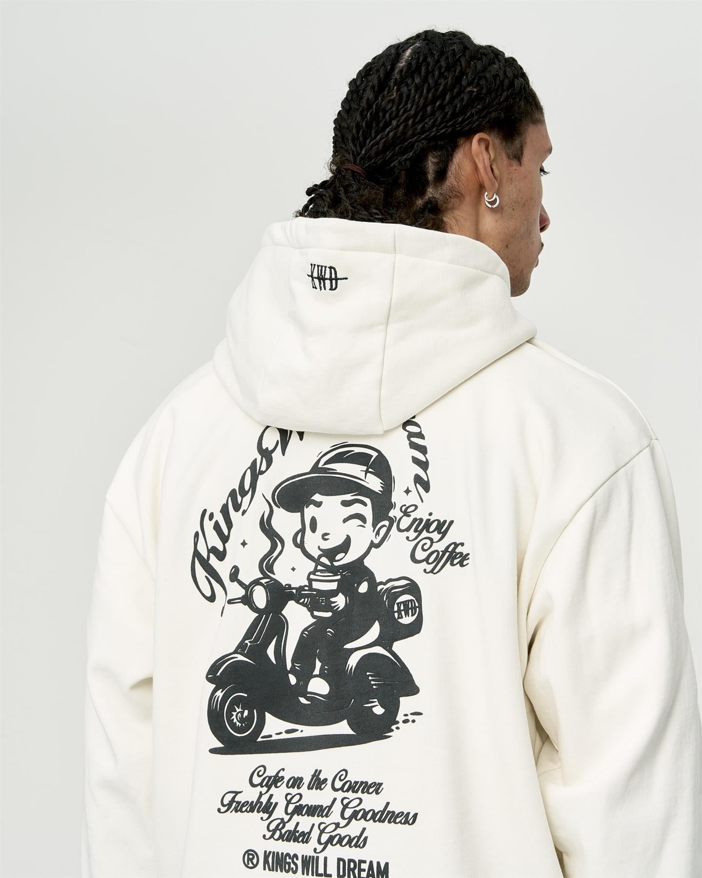 Mens Studio Cafe Boy Hoodie Off White
