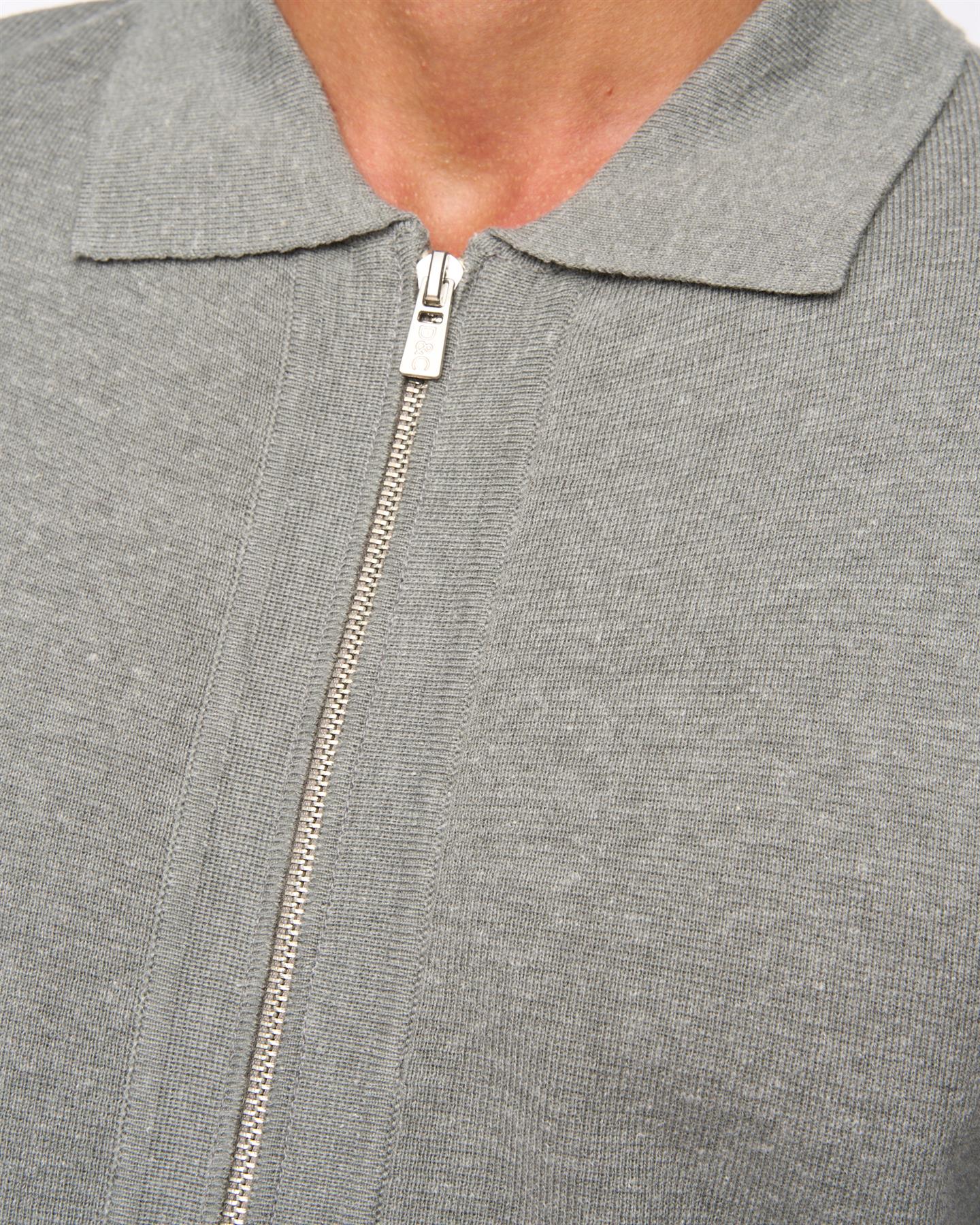 Mens Melfi Zip Thru Knit Grey Marl