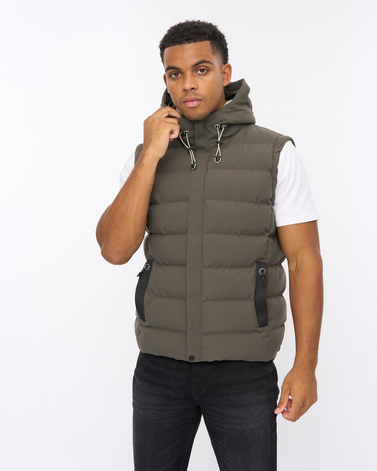 Mens Kampleys Embossed Gilet Deep Olive