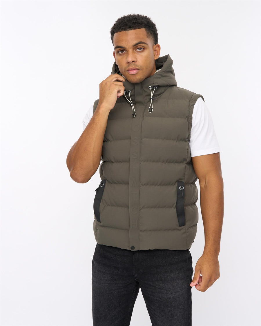 Mens Kampleys Embossed Gilet Deep Olive