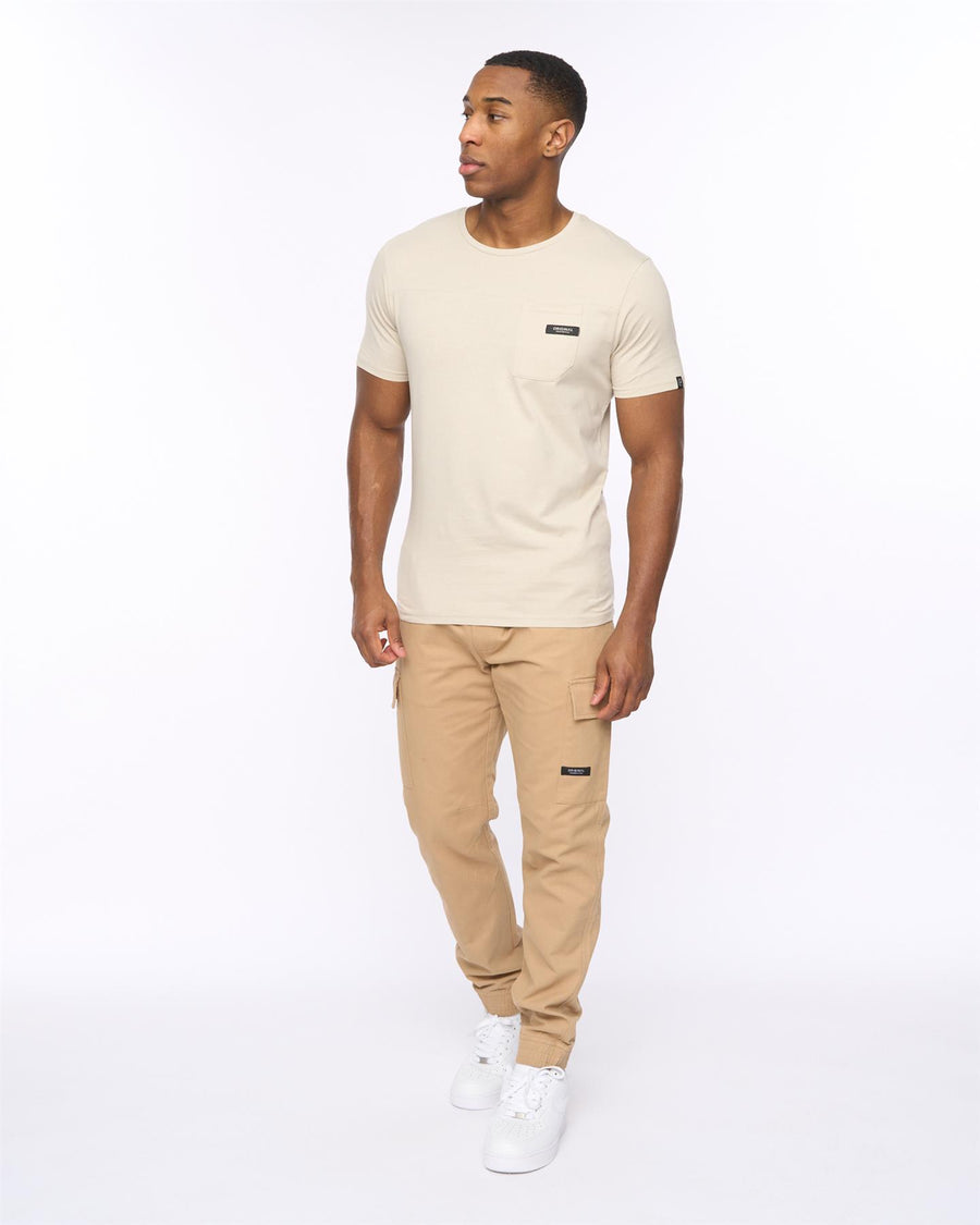 Mens Utilate Elastic Waist Cargos Stone