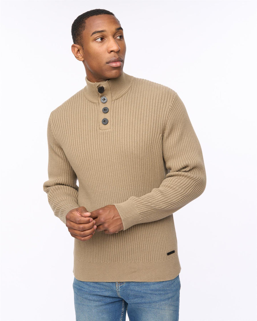 Mens Wellburys Chunky Knit Taupe
