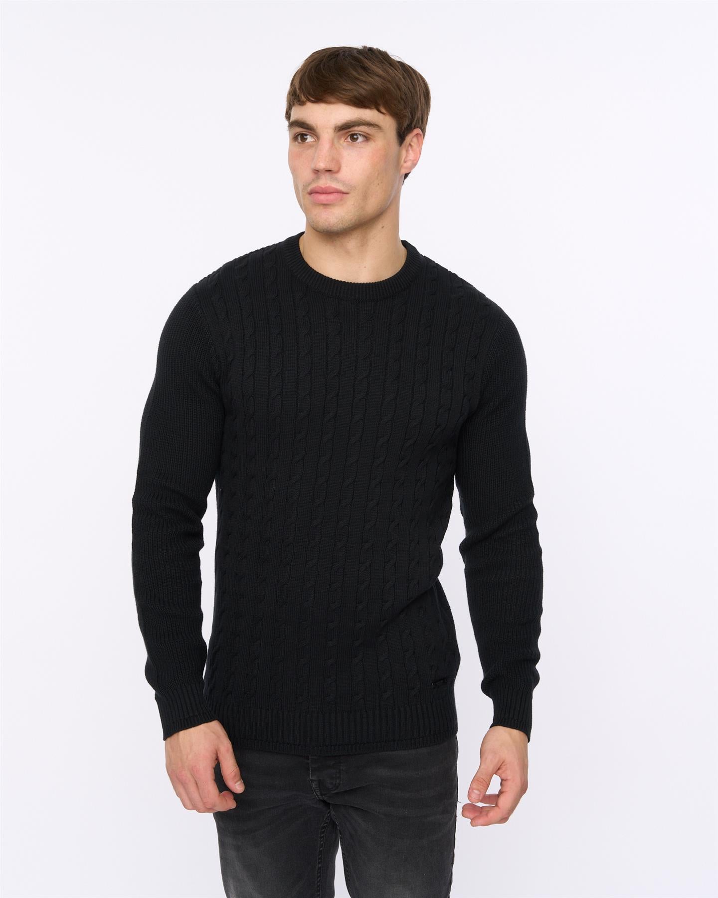 Mens Kabstars Cable Knit Black