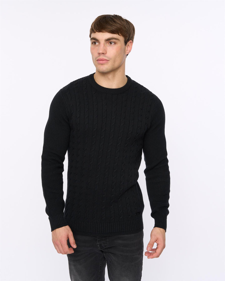 Mens Kabstars Cable Knit Black