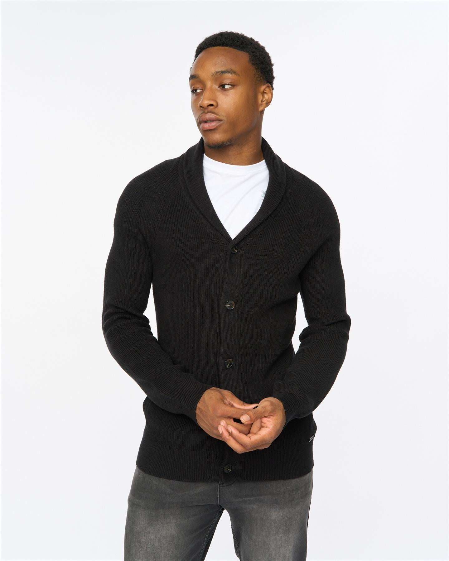 Mens Venosa Shawl Cardigan Black