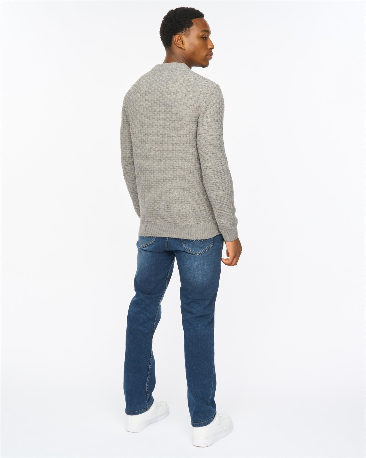 Mens Matera Textured Knit Grey Marl
