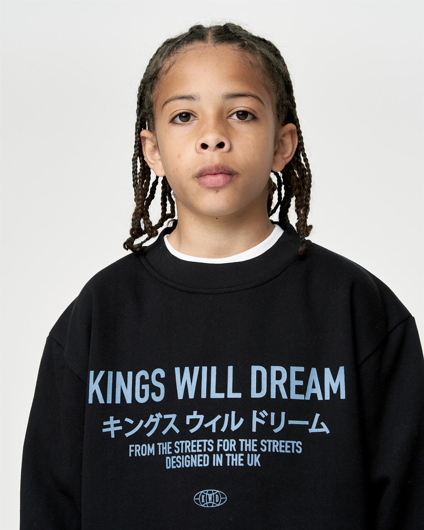 Kids Boys Studio Stacked Crew Sweat Black