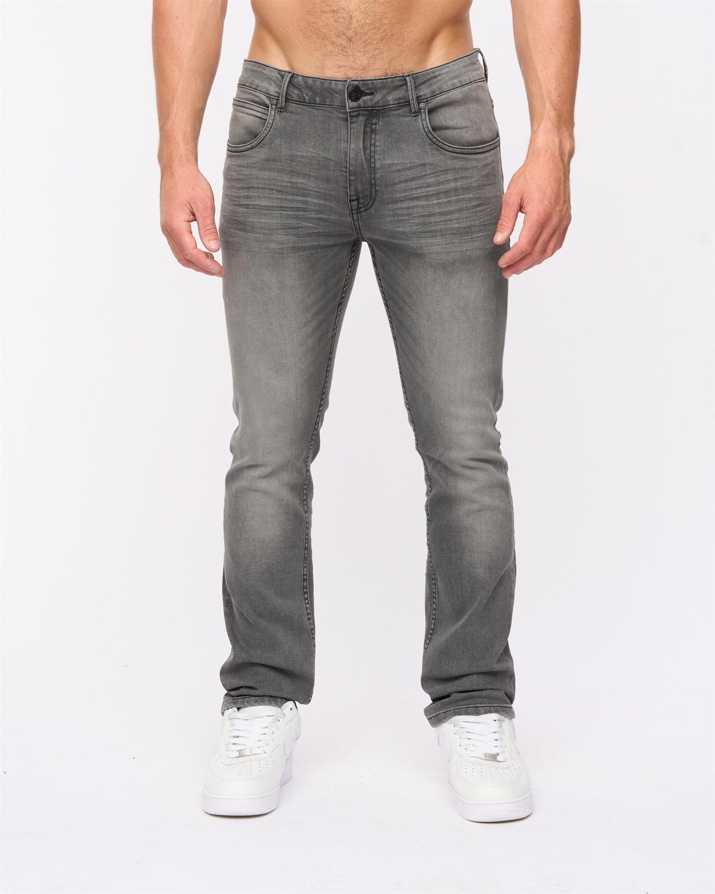 Mens Svelte Slim Fit Stretch Jeans Grey Wash