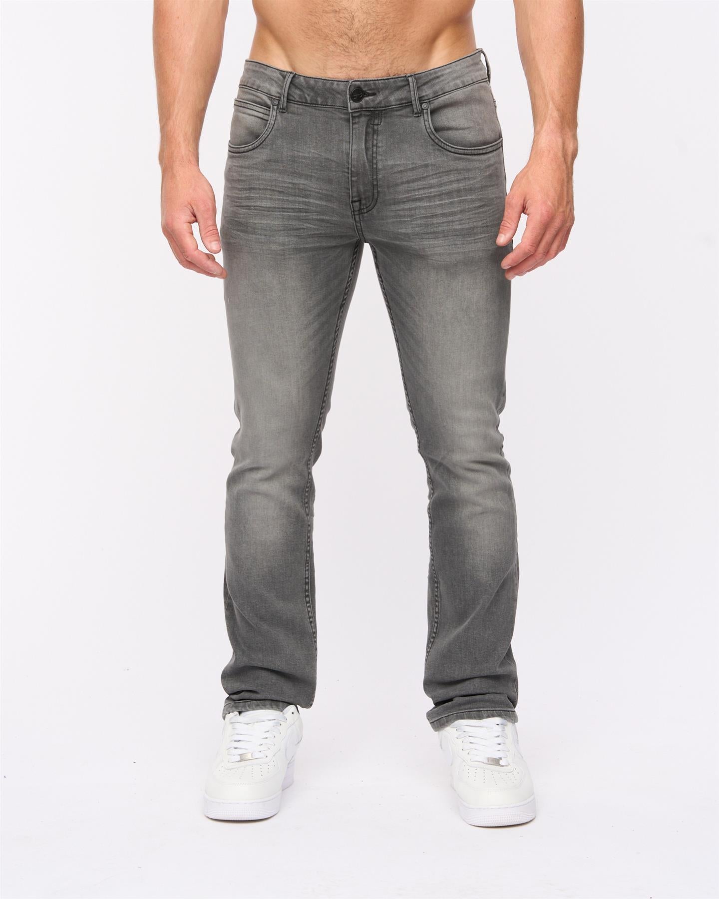 Mens Svelte Slim Fit Stretch Jeans Grey Wash