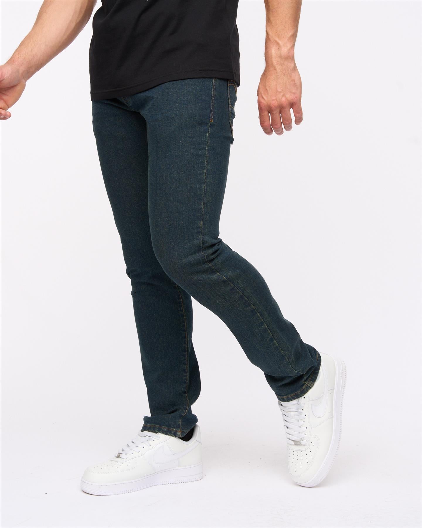 Mens Farrowed Stretch Denim Jeans Raw Wash