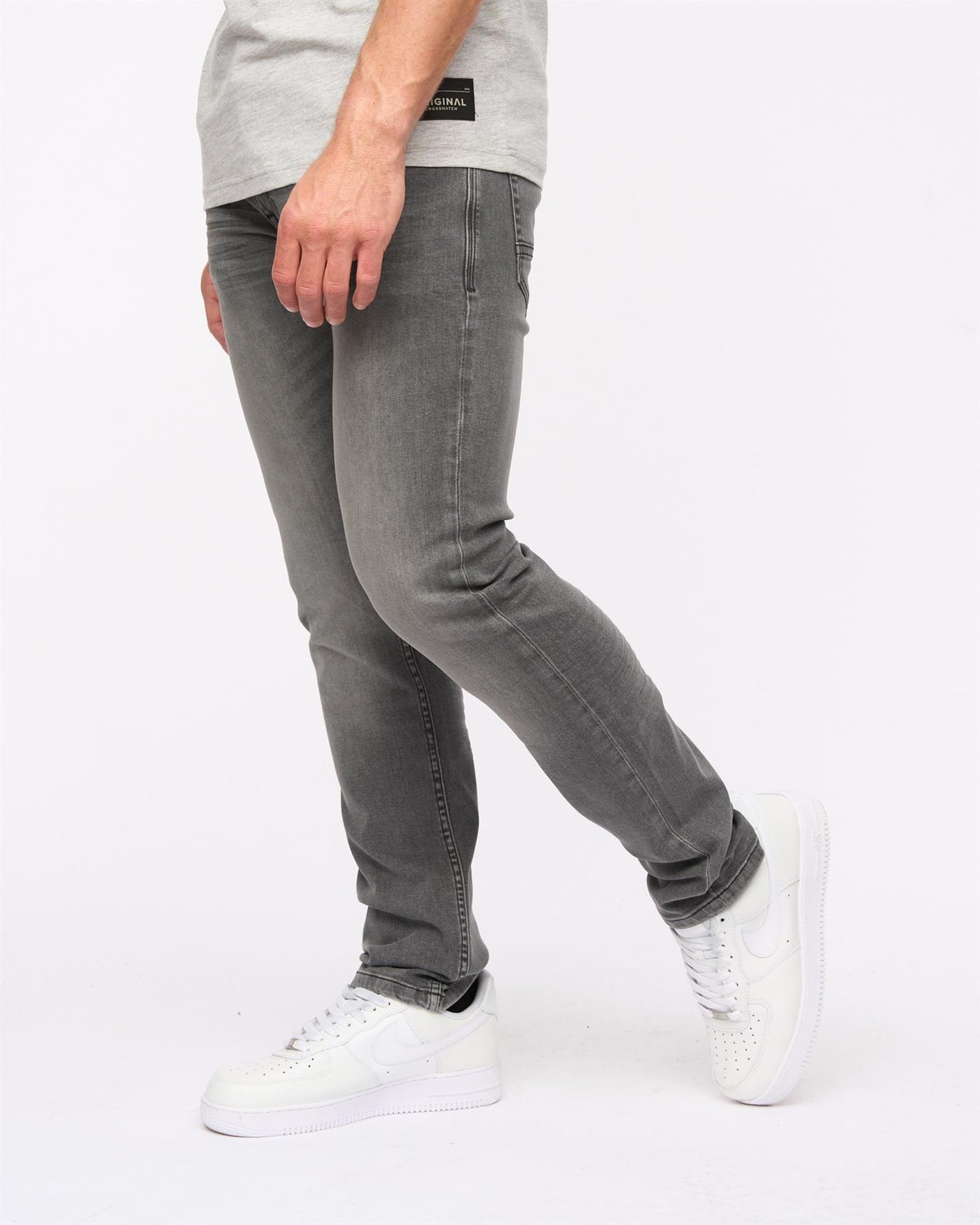 Mens Svelte Slim Fit Stretch Jeans Grey Wash