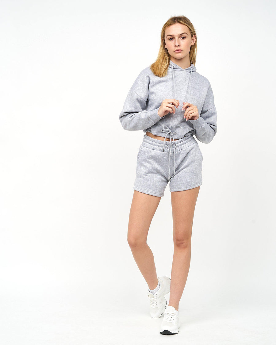 Womens Danica Crop Hoodie Grey Marl