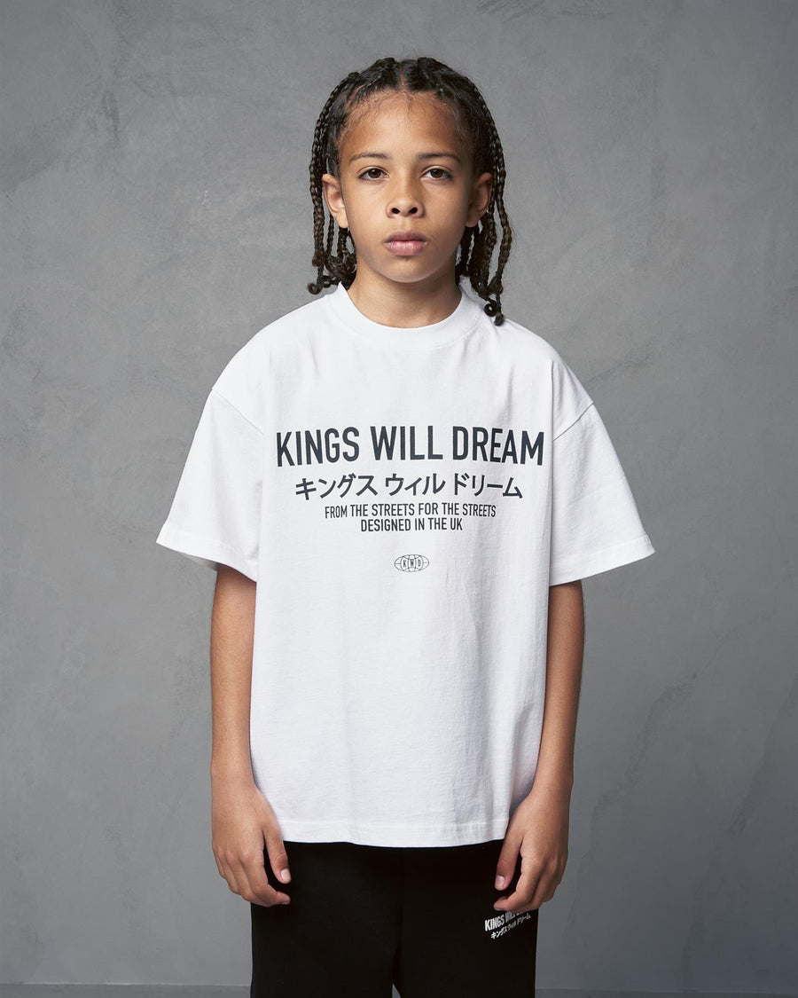 Kids Boys Studio Stacked T-Shirt Optic White