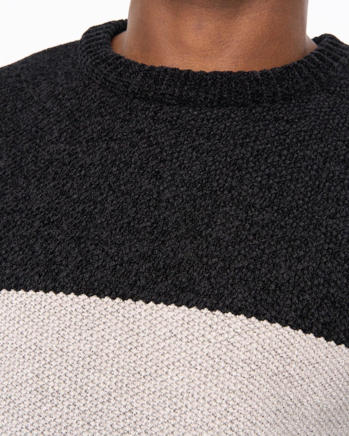 Rikmen Crew Neck Jumper Mid Grey/Black
