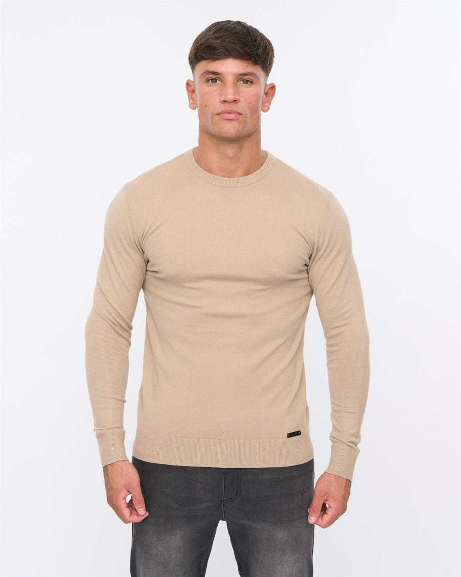 Mens Consenza Crew Knit Stone