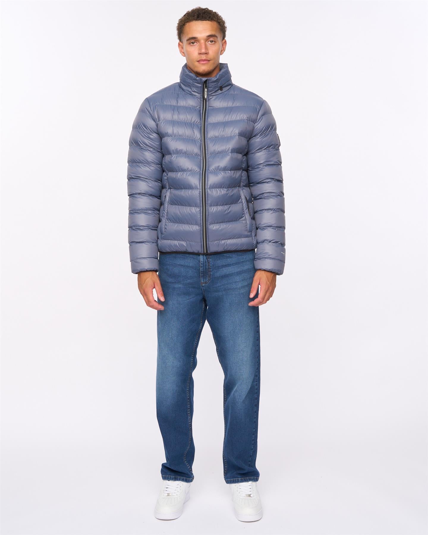 Mens Shemmy Two Quilted Jacket Denim Blue